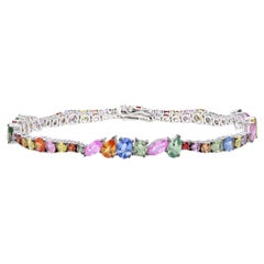 Natural Multi sapphire Bracelet with 10.97 cts in 18k gold