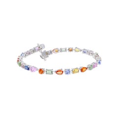 Natural Multi sapphire 11.21cts Bracelet in 18k Gold