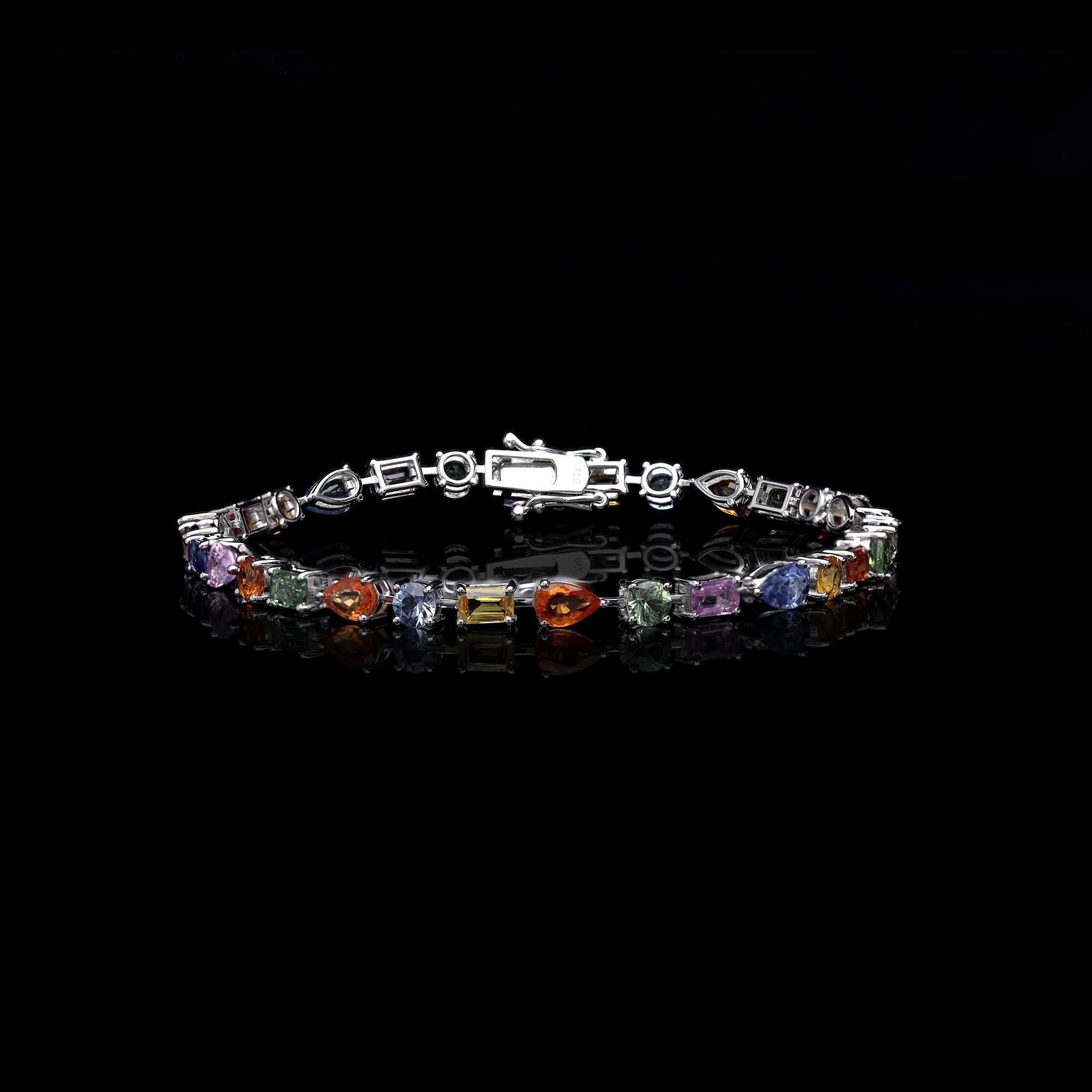 Pulsera de zafiros múltiples naturales con 11,21 cts en oro de 18 quilates Corte mixto en venta