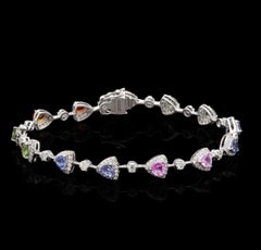 Bracciale multi zaffiro naturale e diamante in oro 18 carati