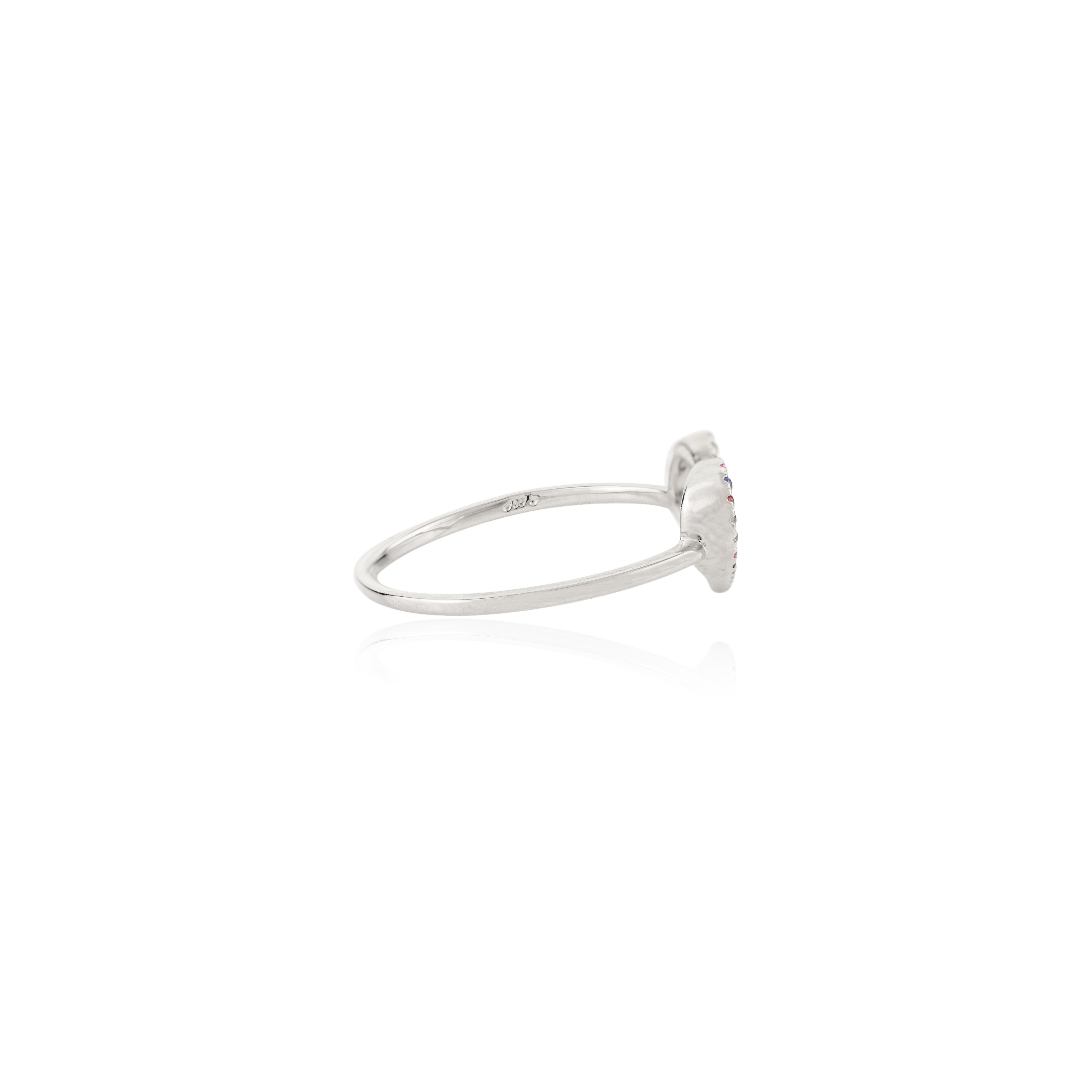 in vendita:  Anello Promessa a forma di cuore con più zaffiri naturali in oro bianco 14k 5