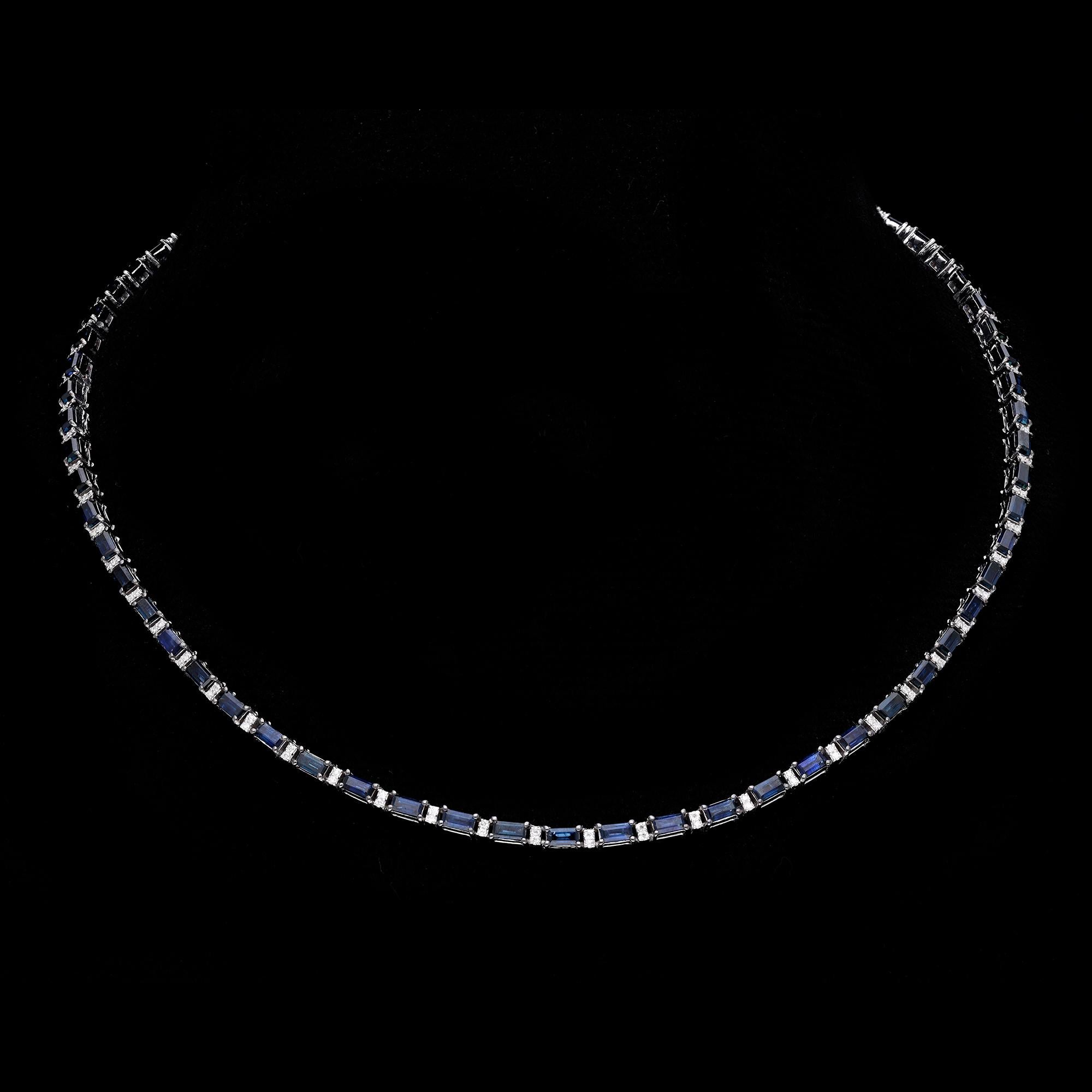 Taille mixte Collier multi- saphirs naturels avec diamants 0,58 carat en or 18 carats en vente