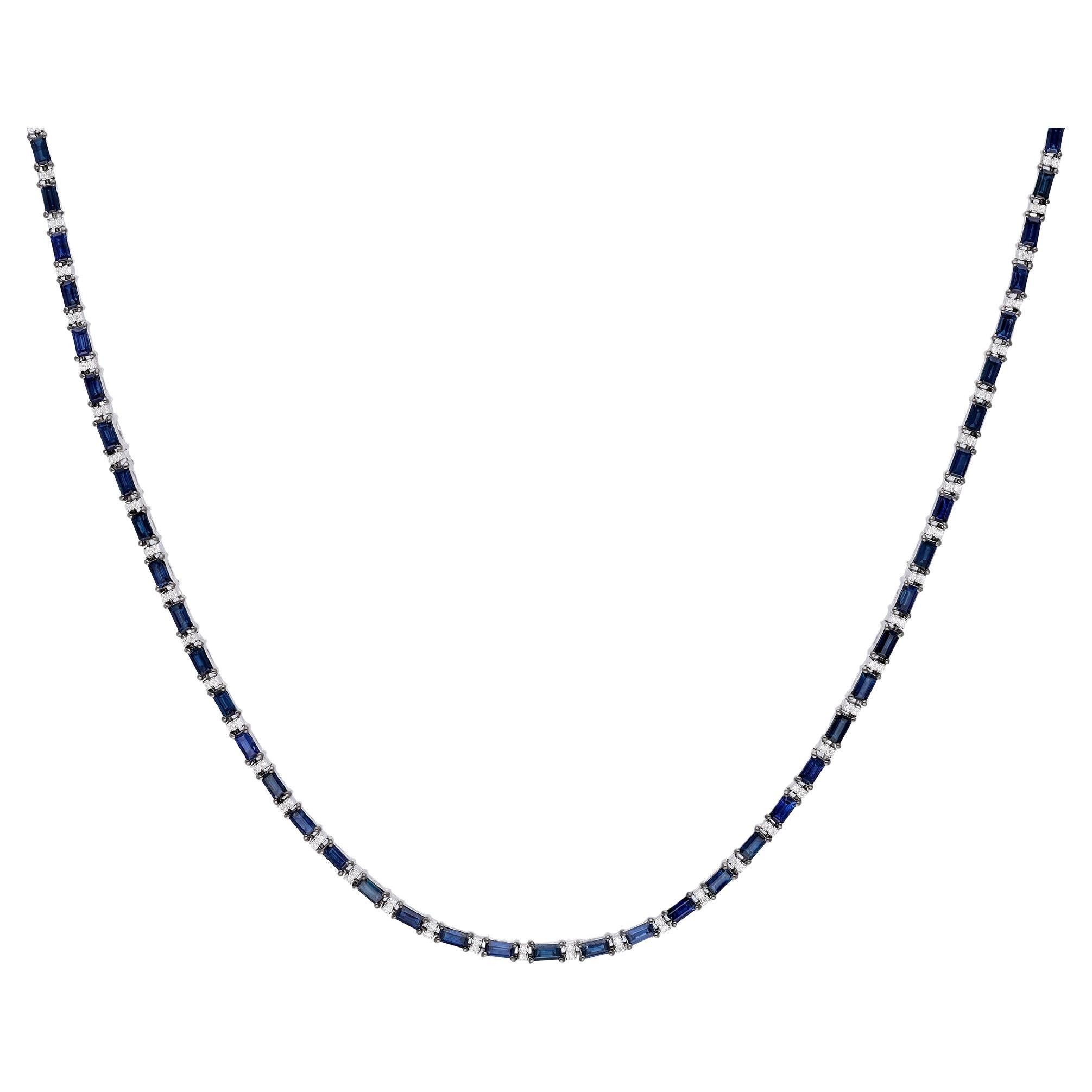 Collier multi- saphirs naturels avec diamants 0,58 carat en or 18 carats en vente