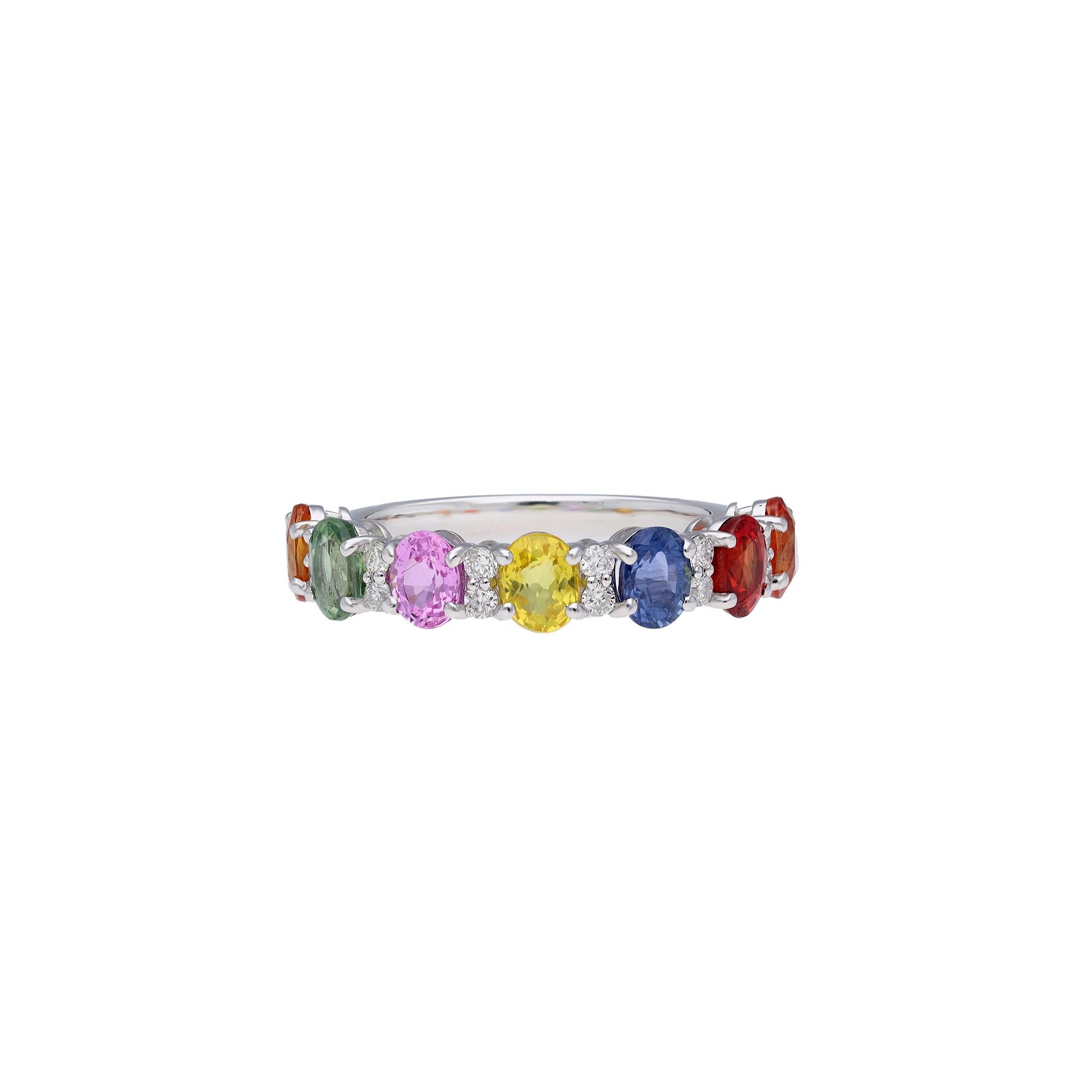 This is a natural Multi sapphire Ring with Diamond  in 18k gold. The Multi sapphire are very high quality and very good quality diamonds the clarity is vsi and G colour


Multi sapphire : 3.62carats
Diamond : 0.27 carats
gold : 3.142 gm

This is a