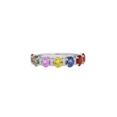 Natural 3.62cts Multi Sapphire & Diamond 0.27cts Ring in 18k Gold