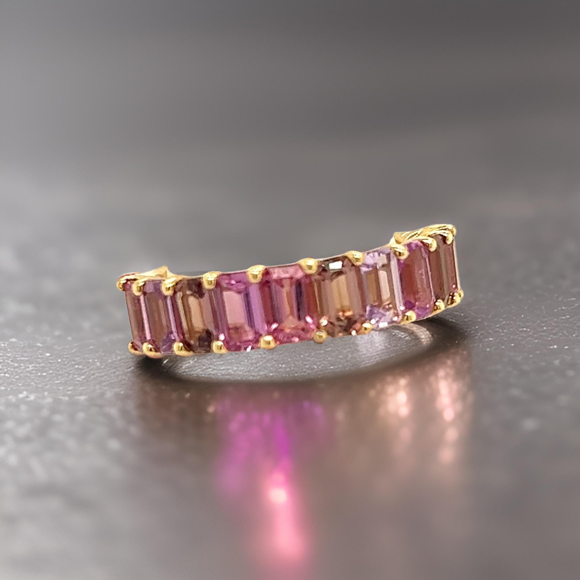 Natural Multi-Shade Sapphire Ring 14k Rose Gold 4.20 TCW Certified For Sale 5