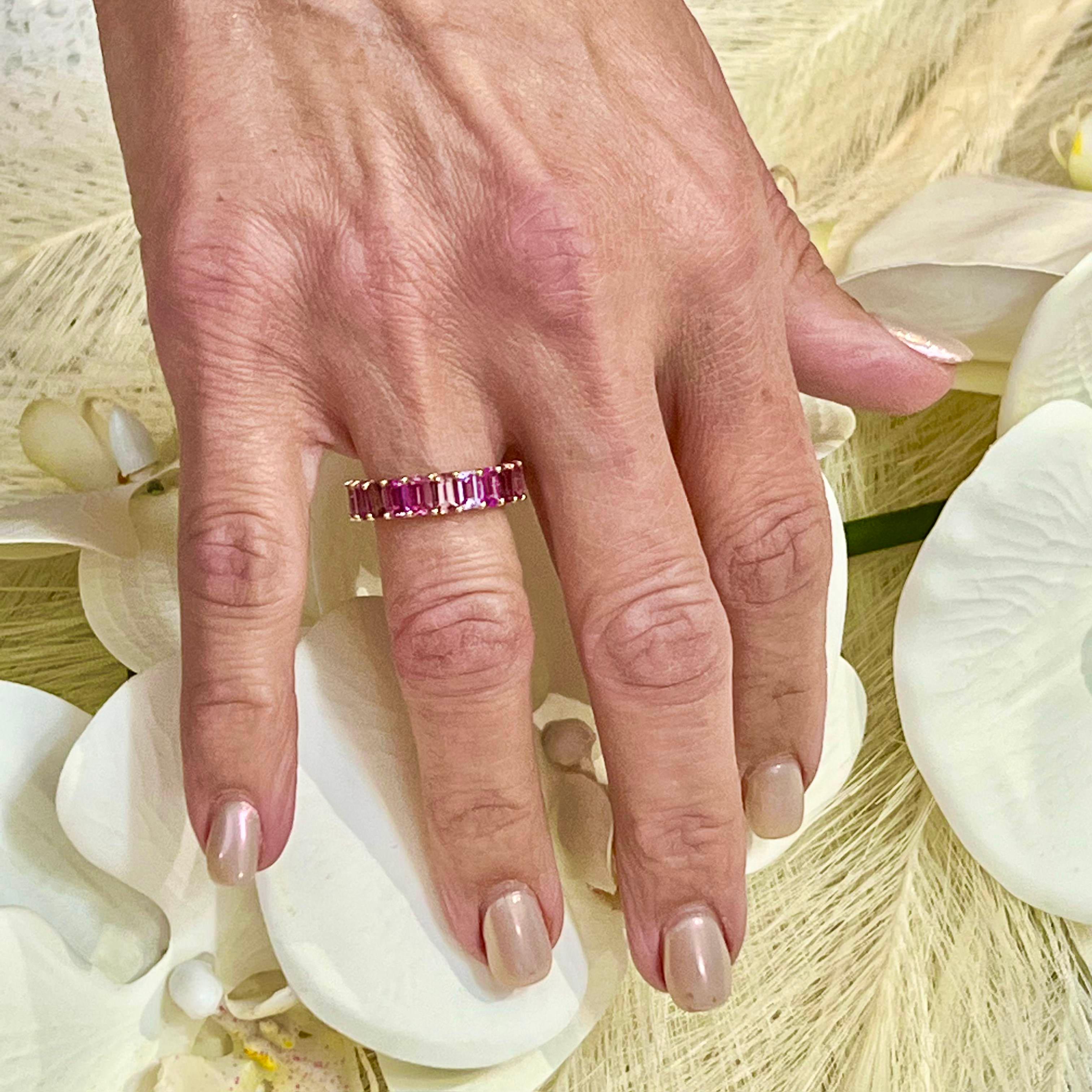 Natural Multi-Shade Sapphire Ring 14k Rose Gold 4.20 TCW Certified For Sale 6