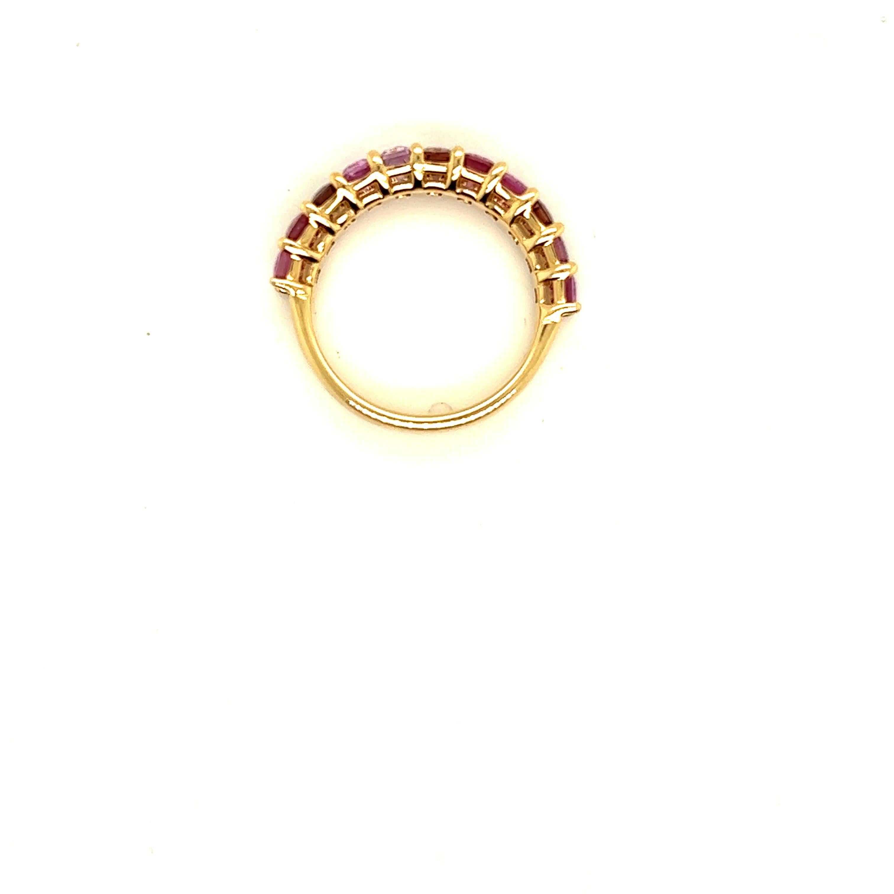 Emerald Cut Natural Multi-Shade Sapphire Ring 14k Rose Gold 4.20 TCW Certified For Sale