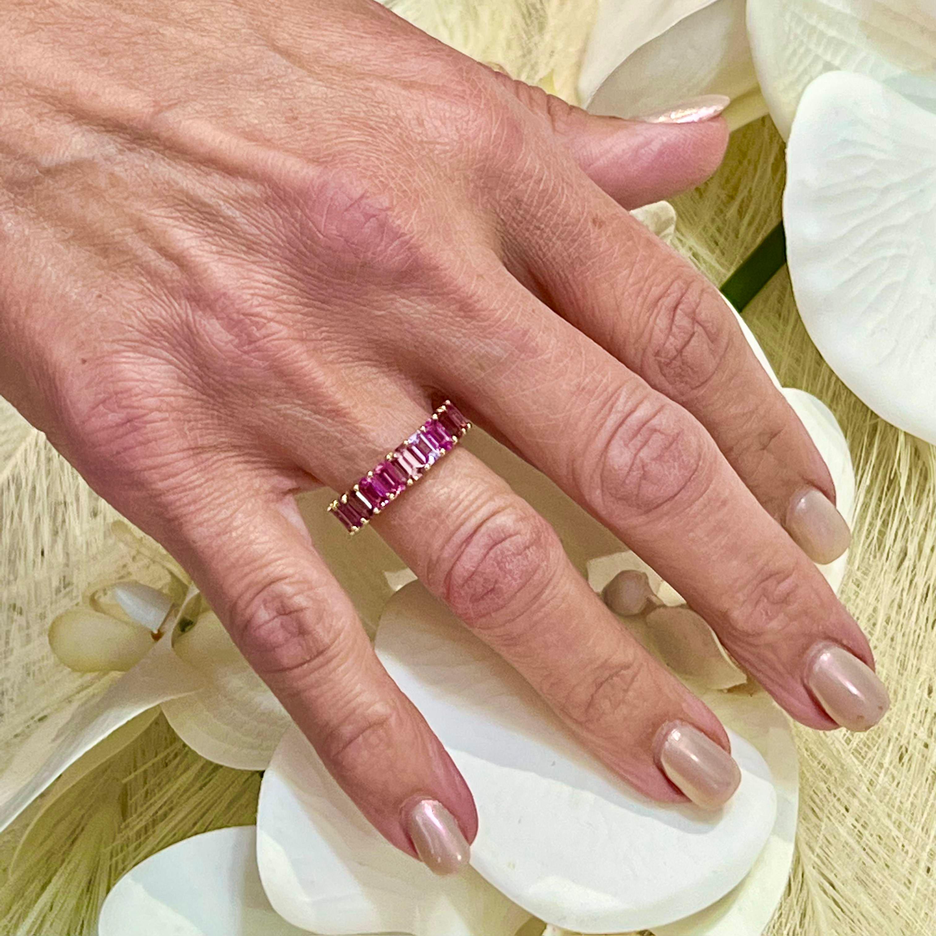 Women's Natural Multi-Shade Sapphire Ring 14k Rose Gold 4.20 TCW Certified For Sale