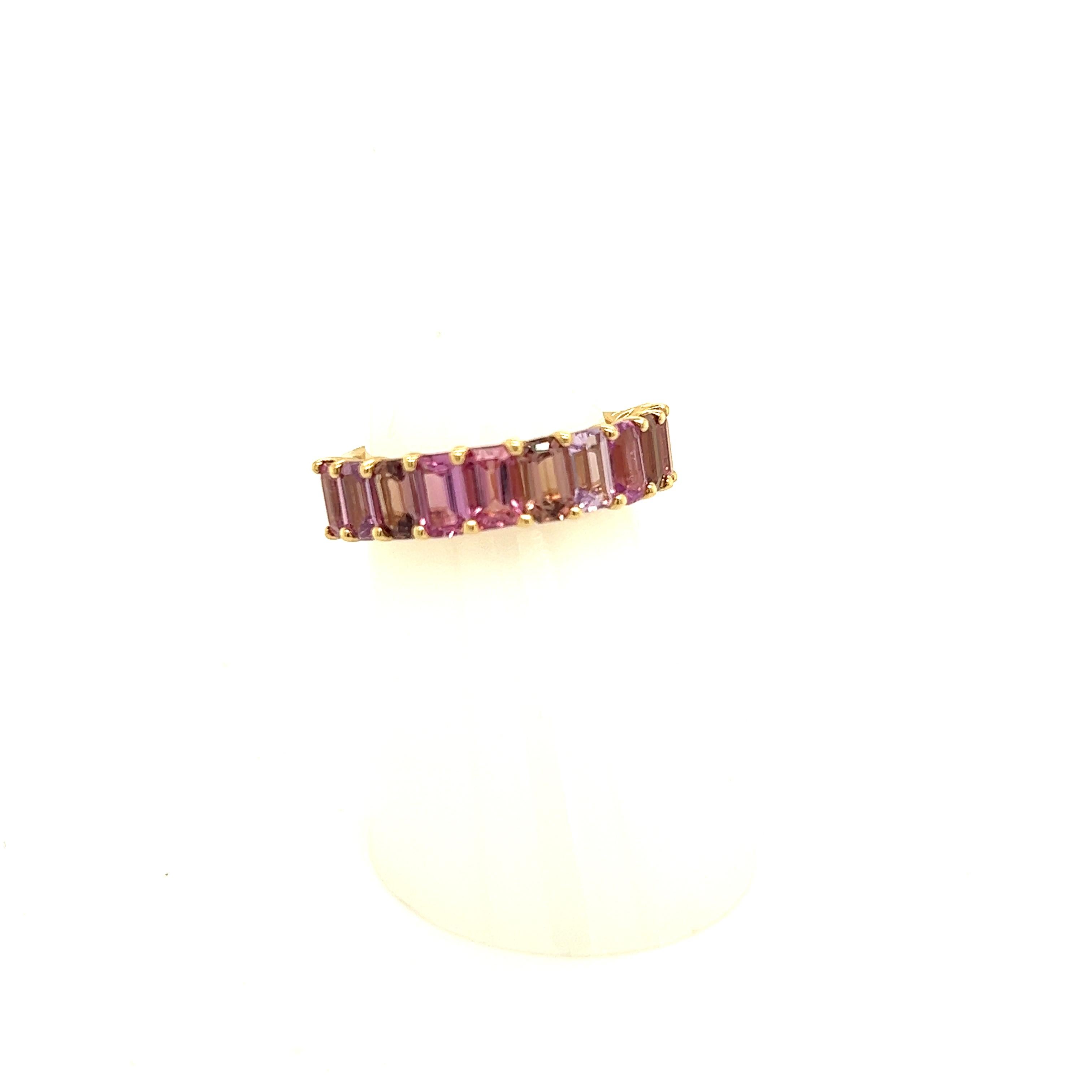 Natural Multi-Shade Sapphire Ring 14k Rose Gold 4.20 TCW Certified For Sale 1