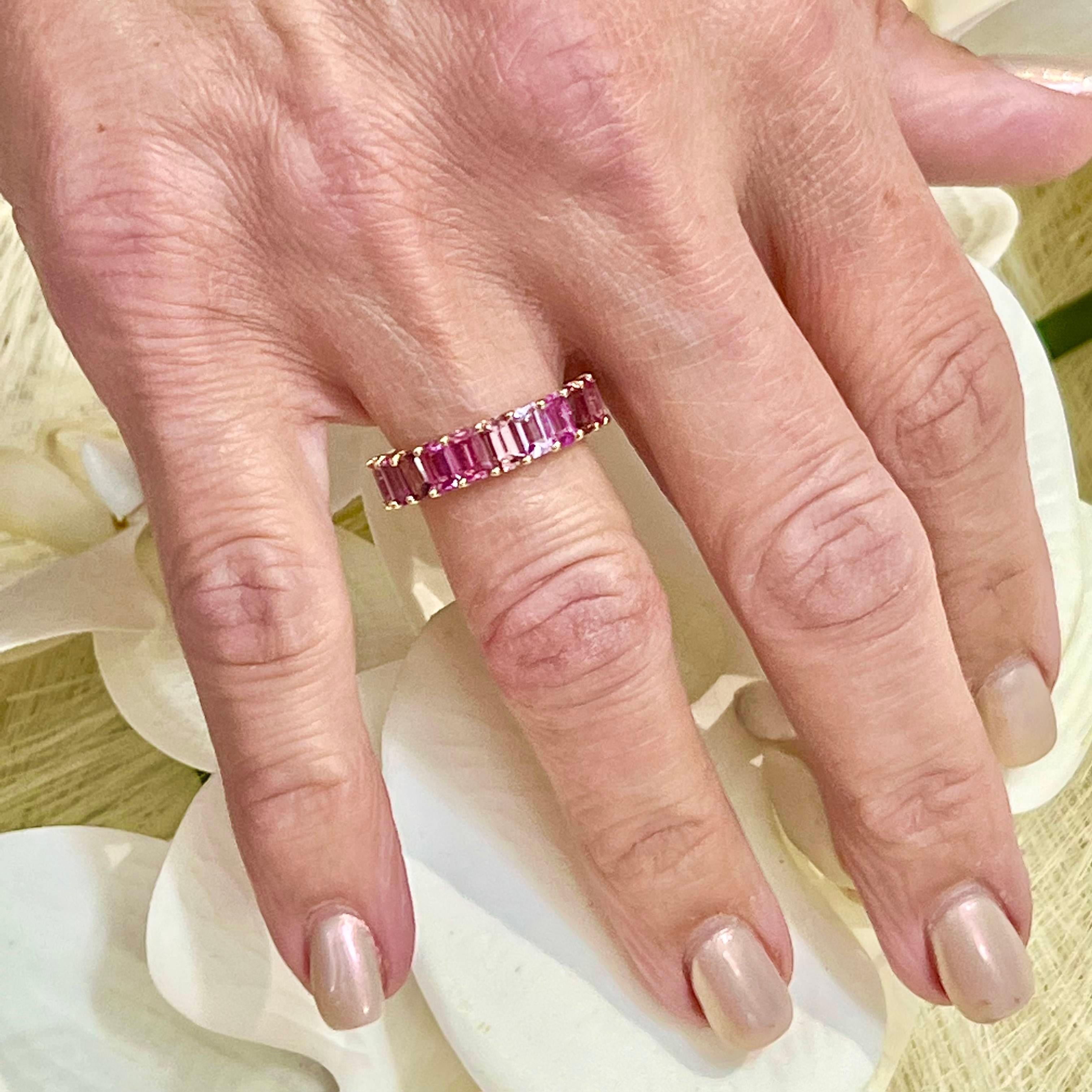 Natural Multi-Shade Sapphire Ring 14k Rose Gold 4.20 TCW Certified For Sale 2