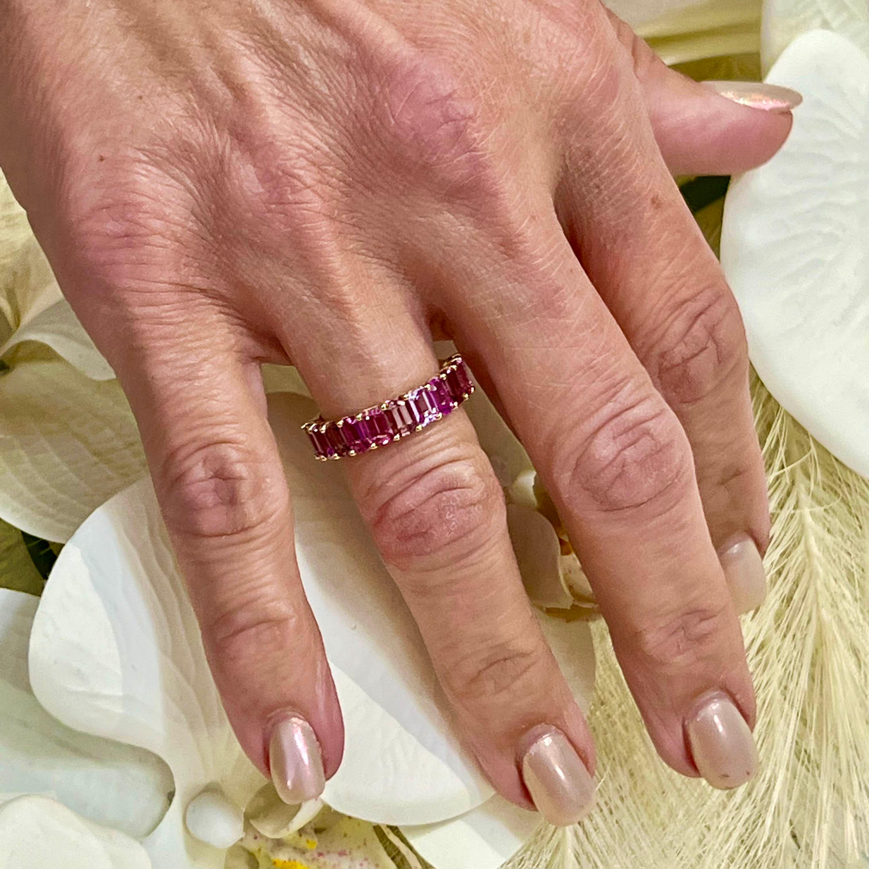 Natural Multi-Shade Sapphire Ring 14k Rose Gold 4.20 TCW Certified For Sale 4