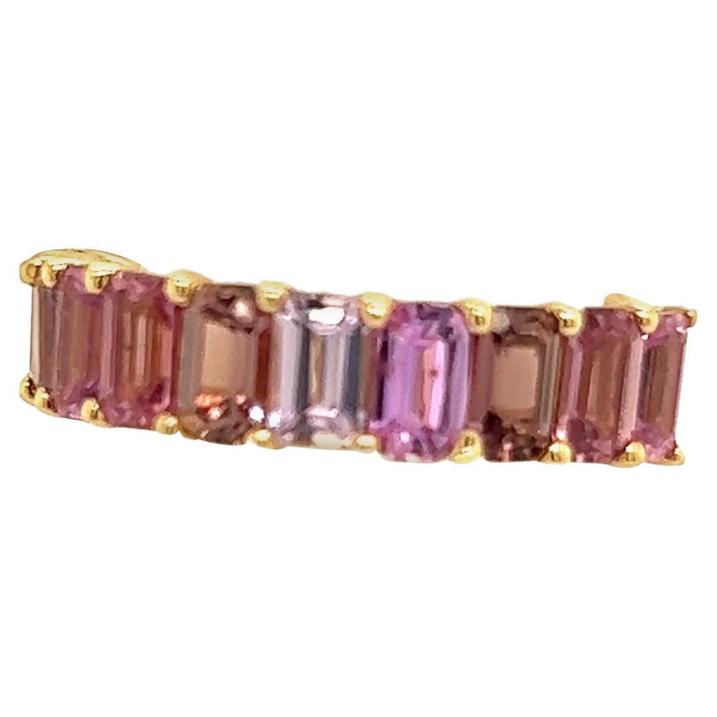 Natural Multi-Shade Sapphire Ring 14k Rose Gold 4.20 TCW Certified For Sale
