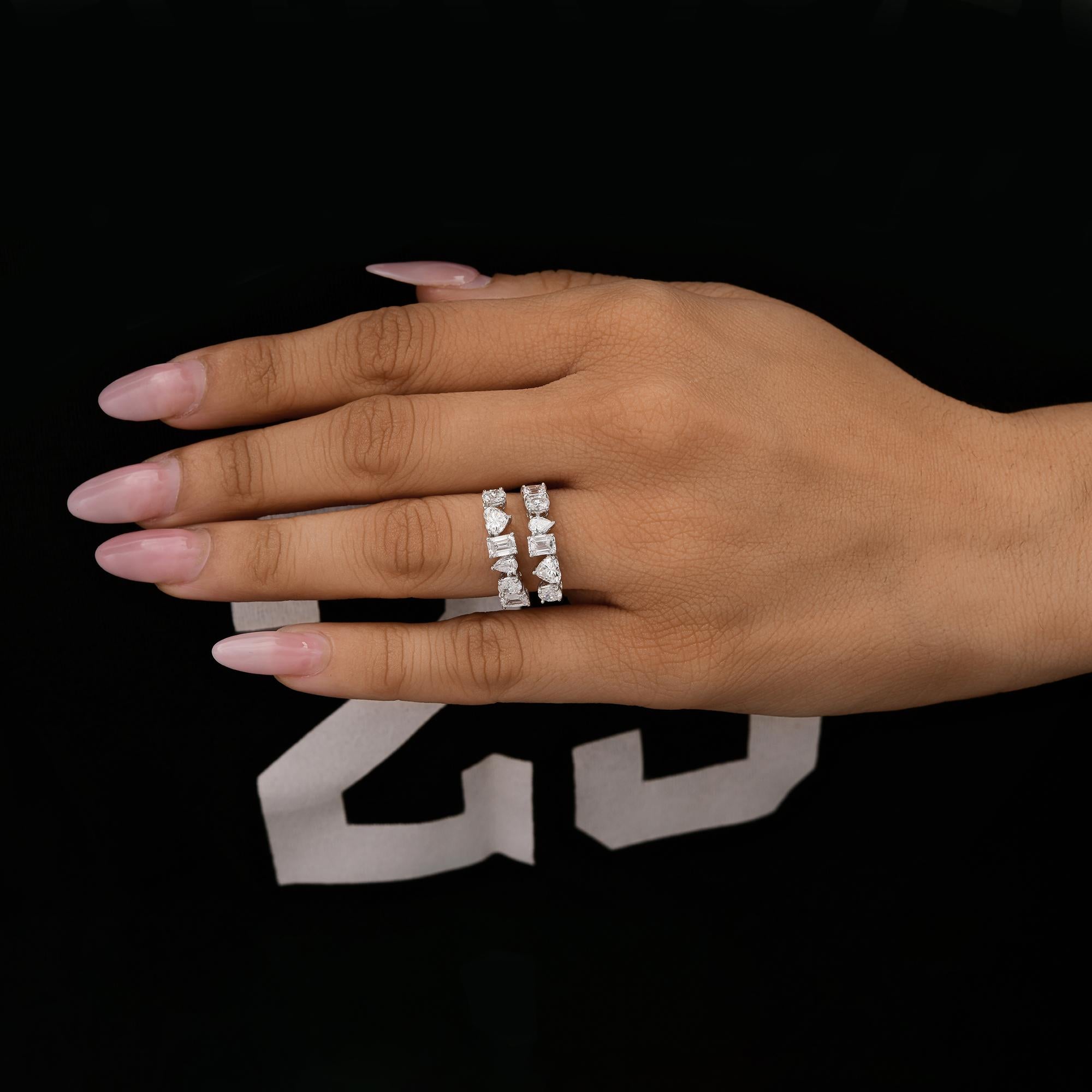 For Sale:  Natural Multi-Shaped 2.45 Carat Diamond Engagement Band Ring 18 Karat White Gold 10
