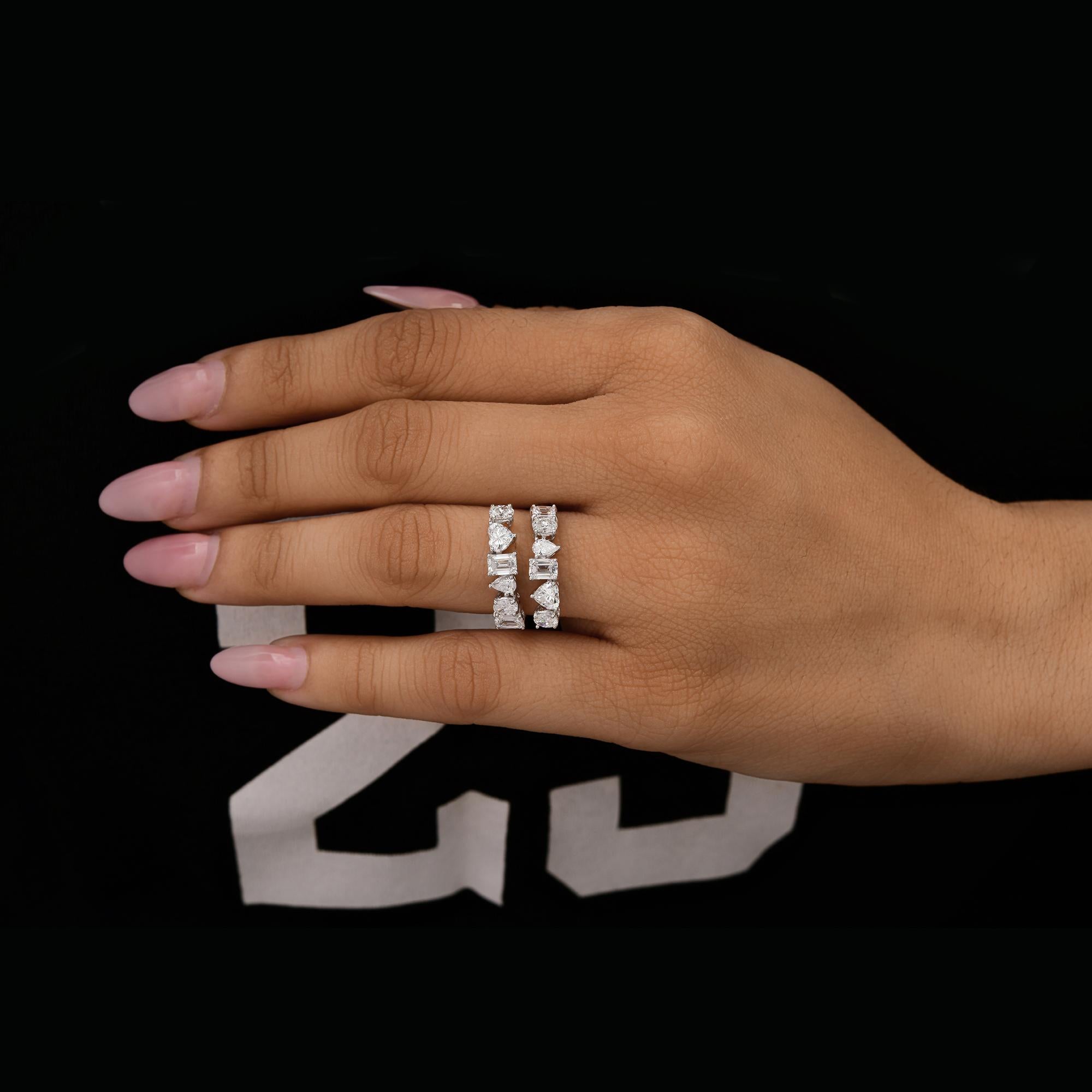For Sale:  Natural Multi-Shaped 2.45 Carat Diamond Engagement Band Ring 18 Karat White Gold 2