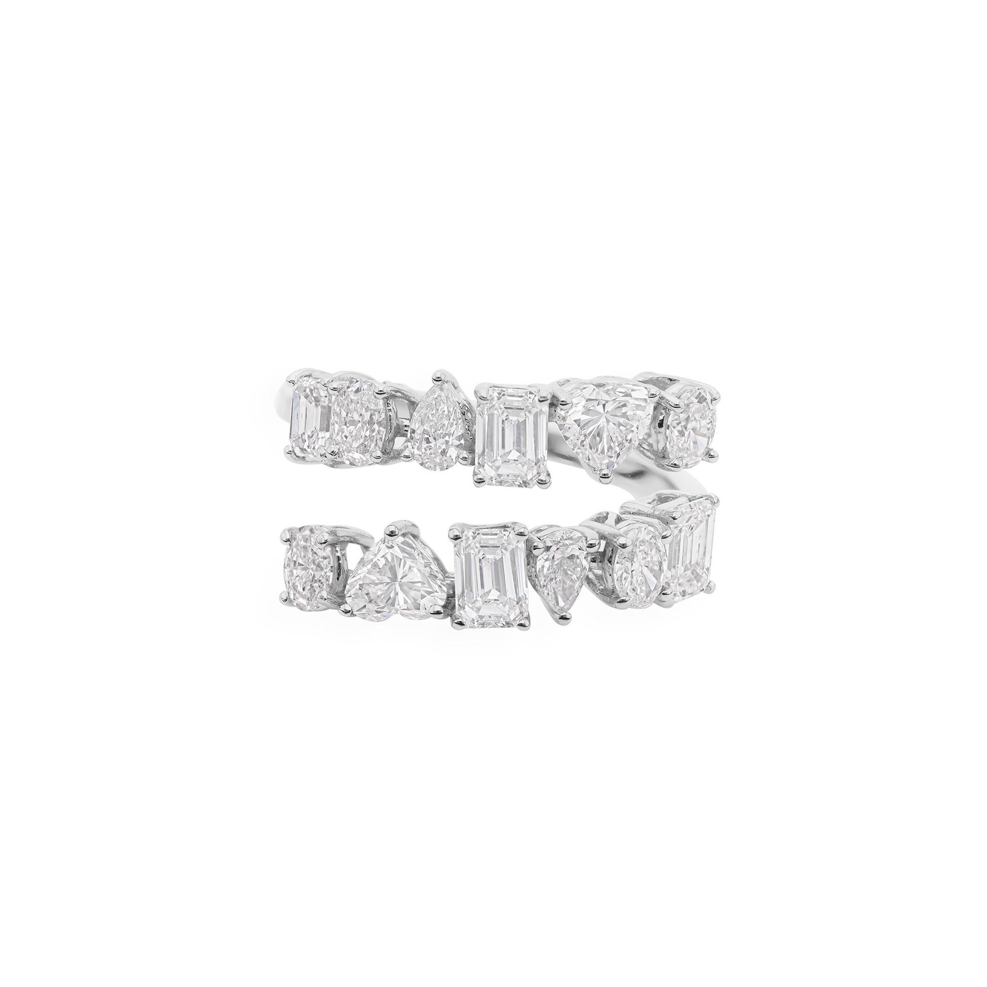 For Sale:  Natural Multi-Shaped 2.45 Carat Diamond Engagement Band Ring 18 Karat White Gold 5