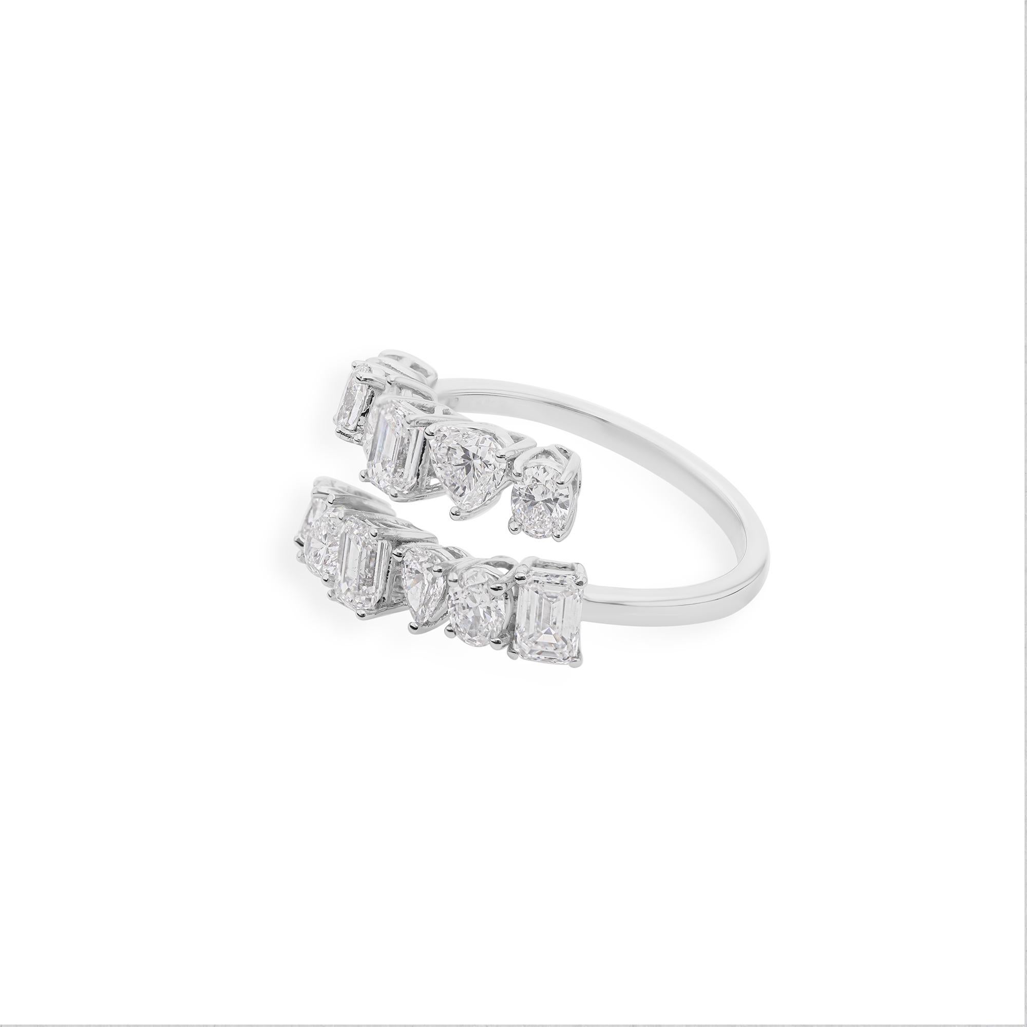 For Sale:  Natural Multi-Shaped 2.45 Carat Diamond Engagement Band Ring 18 Karat White Gold 6