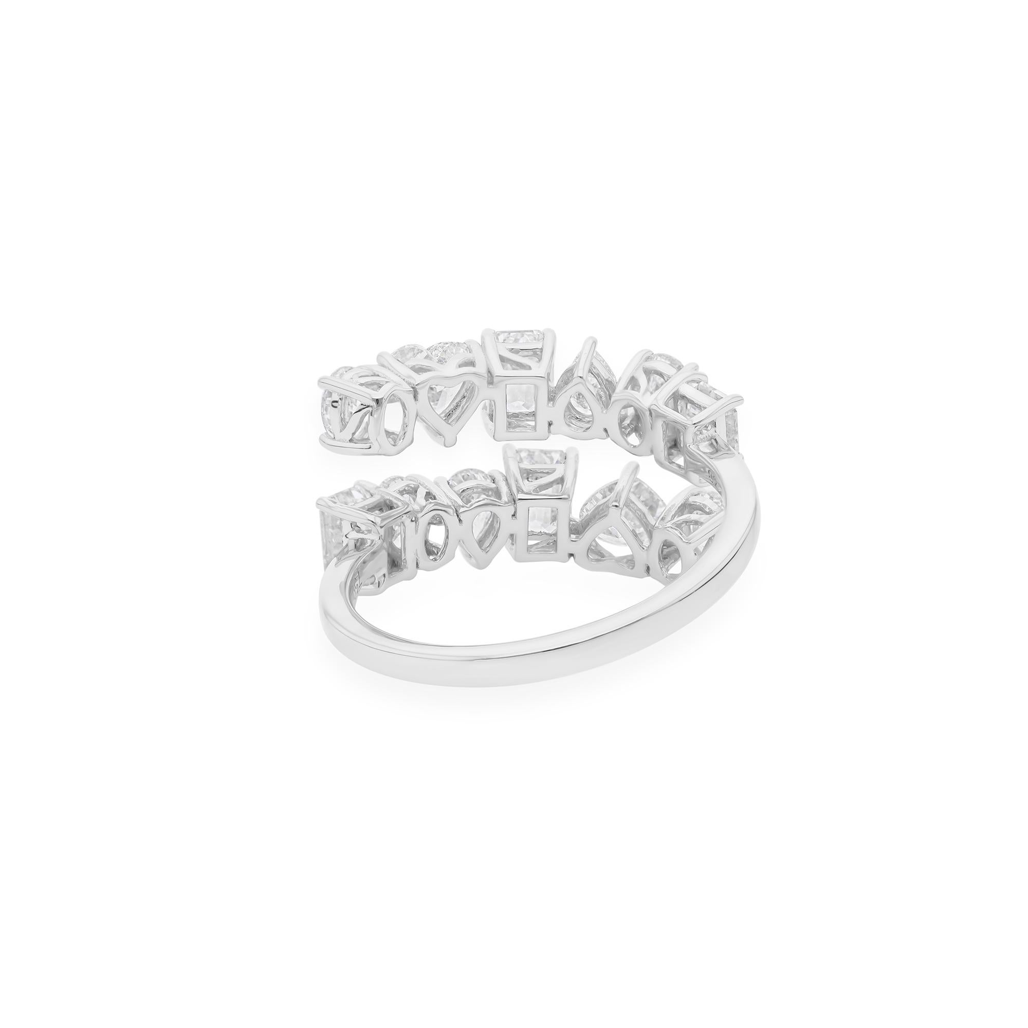 For Sale:  Natural Multi-Shaped 2.45 Carat Diamond Engagement Band Ring 18 Karat White Gold 7