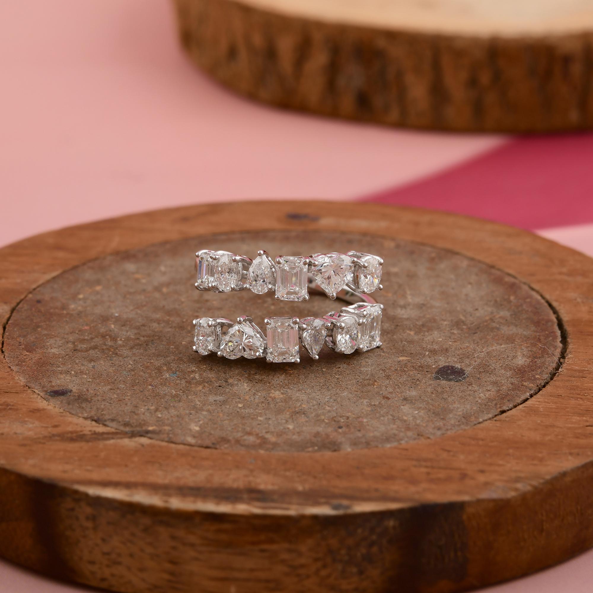 For Sale:  Natural Multi-Shaped 2.45 Carat Diamond Engagement Band Ring 18 Karat White Gold 9
