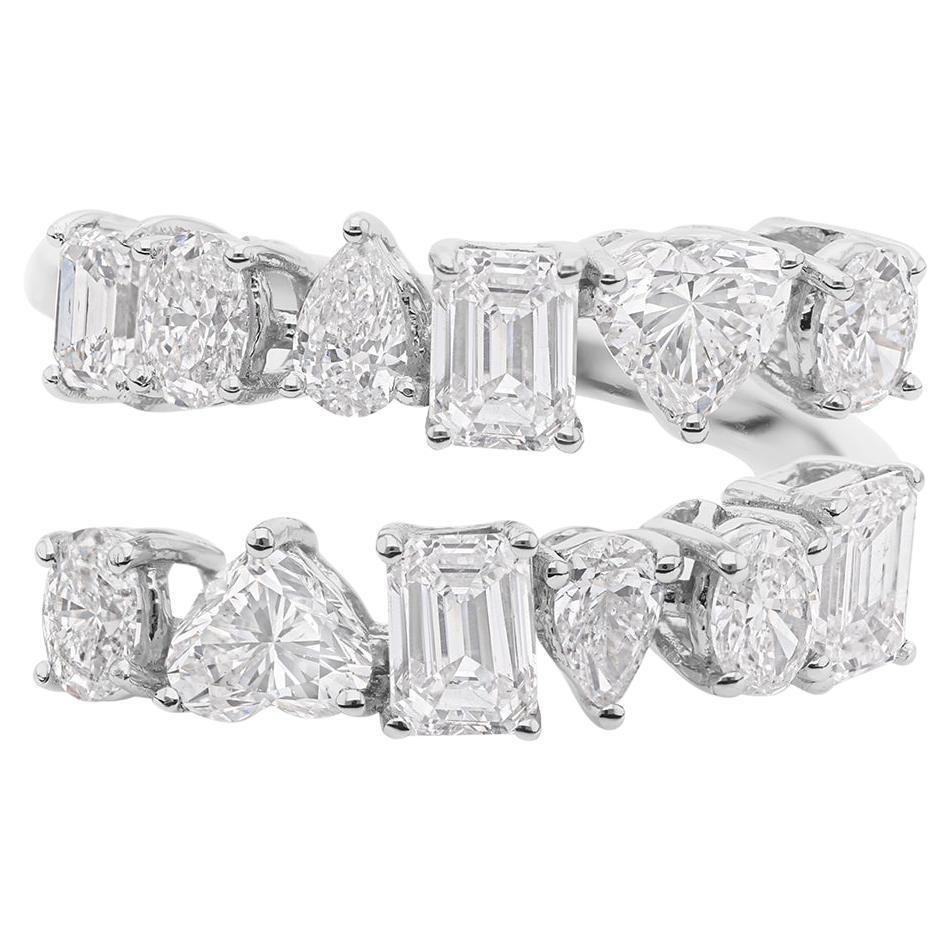 For Sale:  Natural Multi-Shaped 2.45 Carat Diamond Engagement Band Ring 18 Karat White Gold
