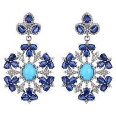 multicolor stud earrings set Natural Multicolor Gemstone Statement Earrings Set with Diamonds