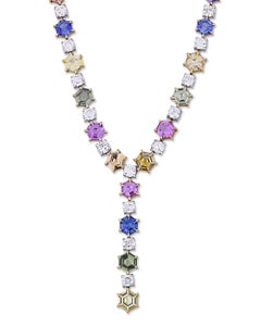 Natural Multicolor Sapphire and Diamond Necklace