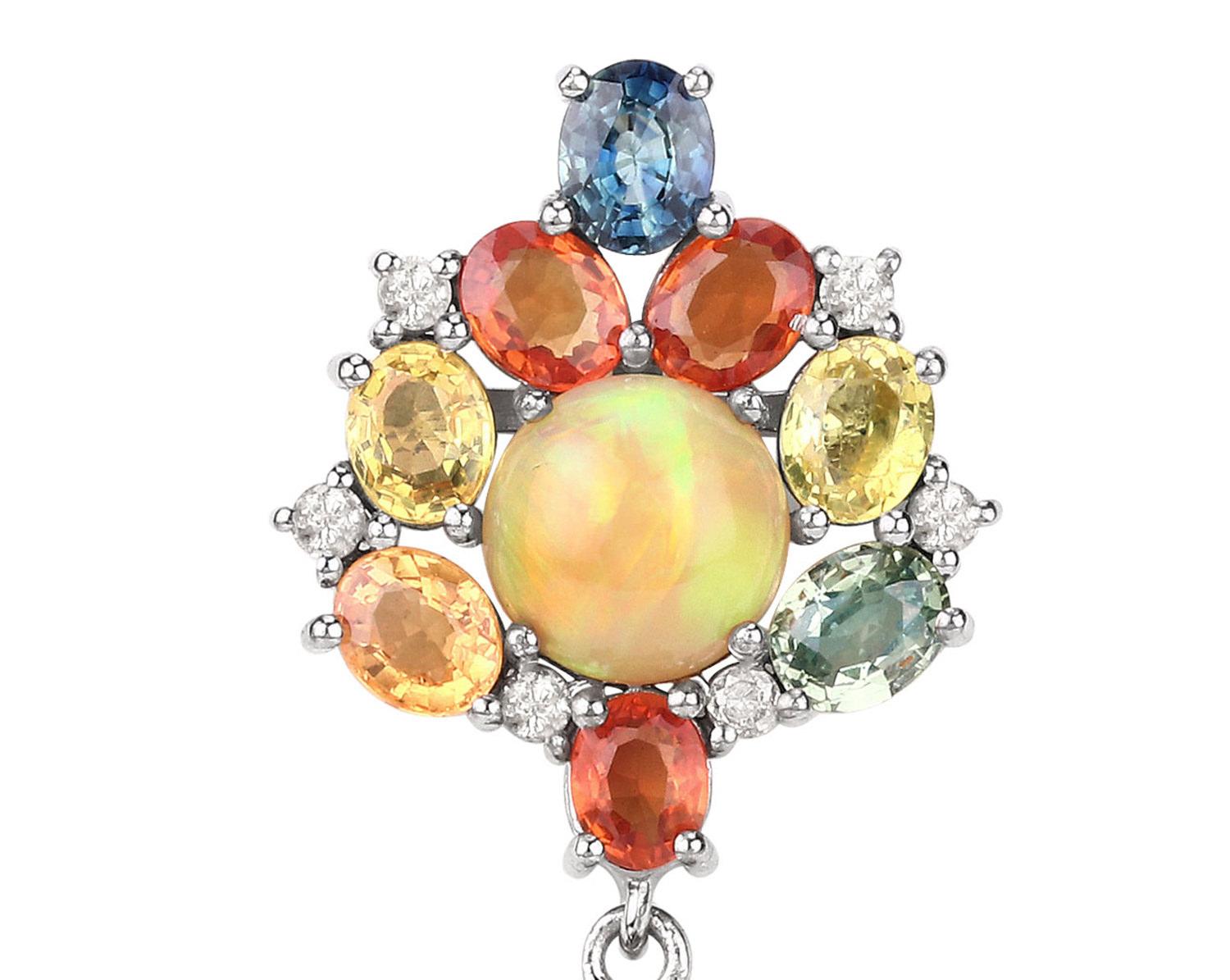 Natürlicher mehrfarbiger Saphir Opal und Diamant-Ohrhänger mit insgesamt 22,50 Karat (Gemischter Schliff) im Angebot