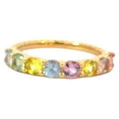 Anello con zaffiro naturale multicolore, misura 6,5, oro 14k, 1,08 TCW, certificato