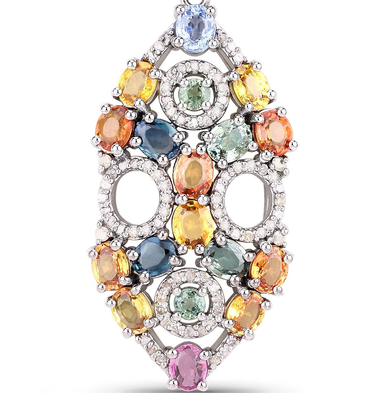 Statement-Ohrringe mit natürlichen, mehrfarbigen Saphiren, Opal und Diamanten, 16,9 Karat  (Gemischter Schliff) im Angebot