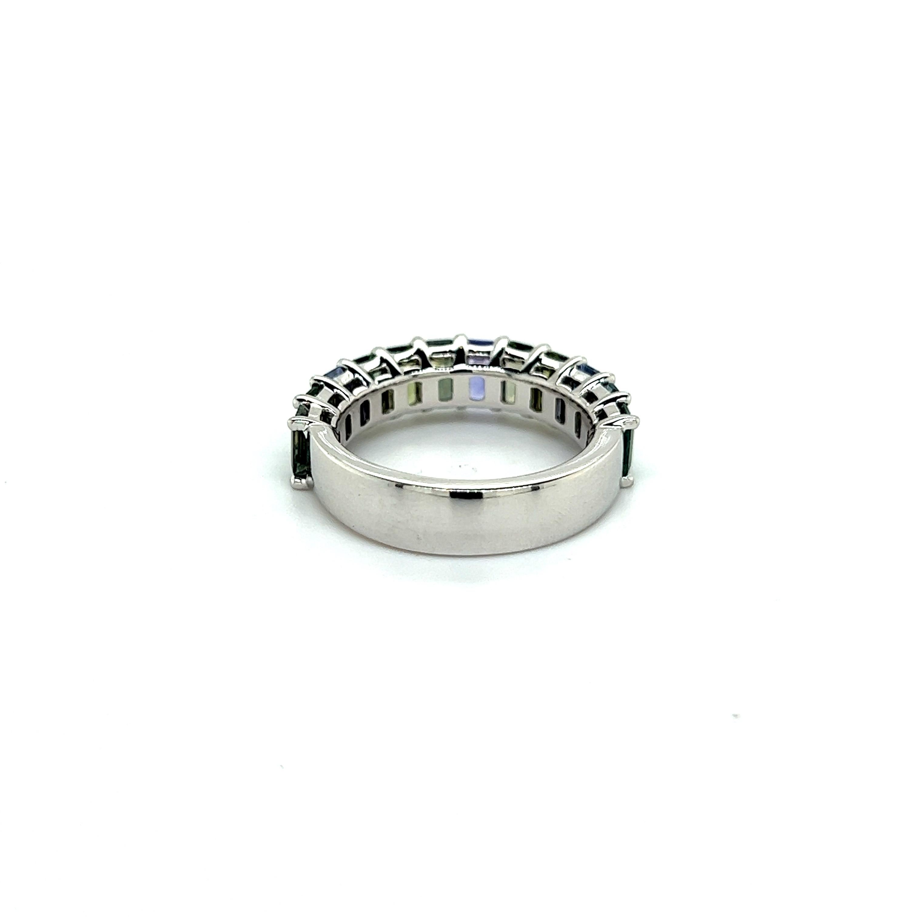 Natural Multicolored Sapphire Ring 14k W Gold 5.76 TCW Certified For Sale 6