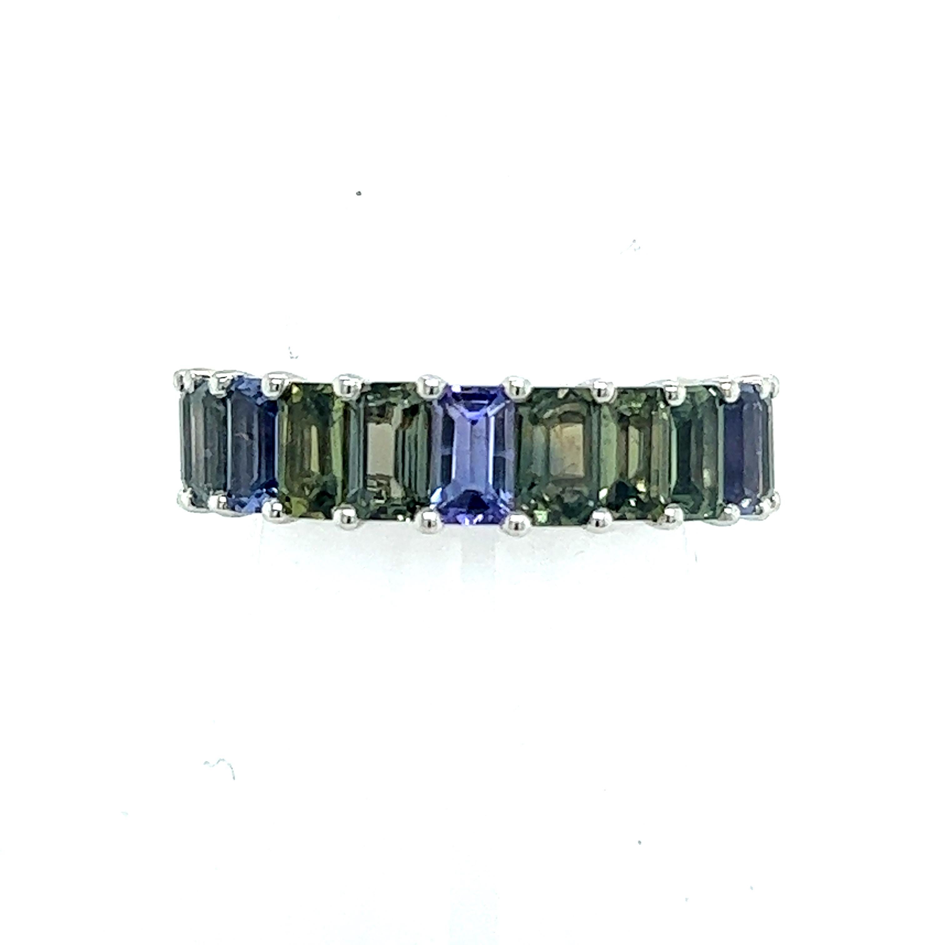 Natural Multicolored Sapphire Ring 14k W Gold 5.76 TCW Certified For Sale 7