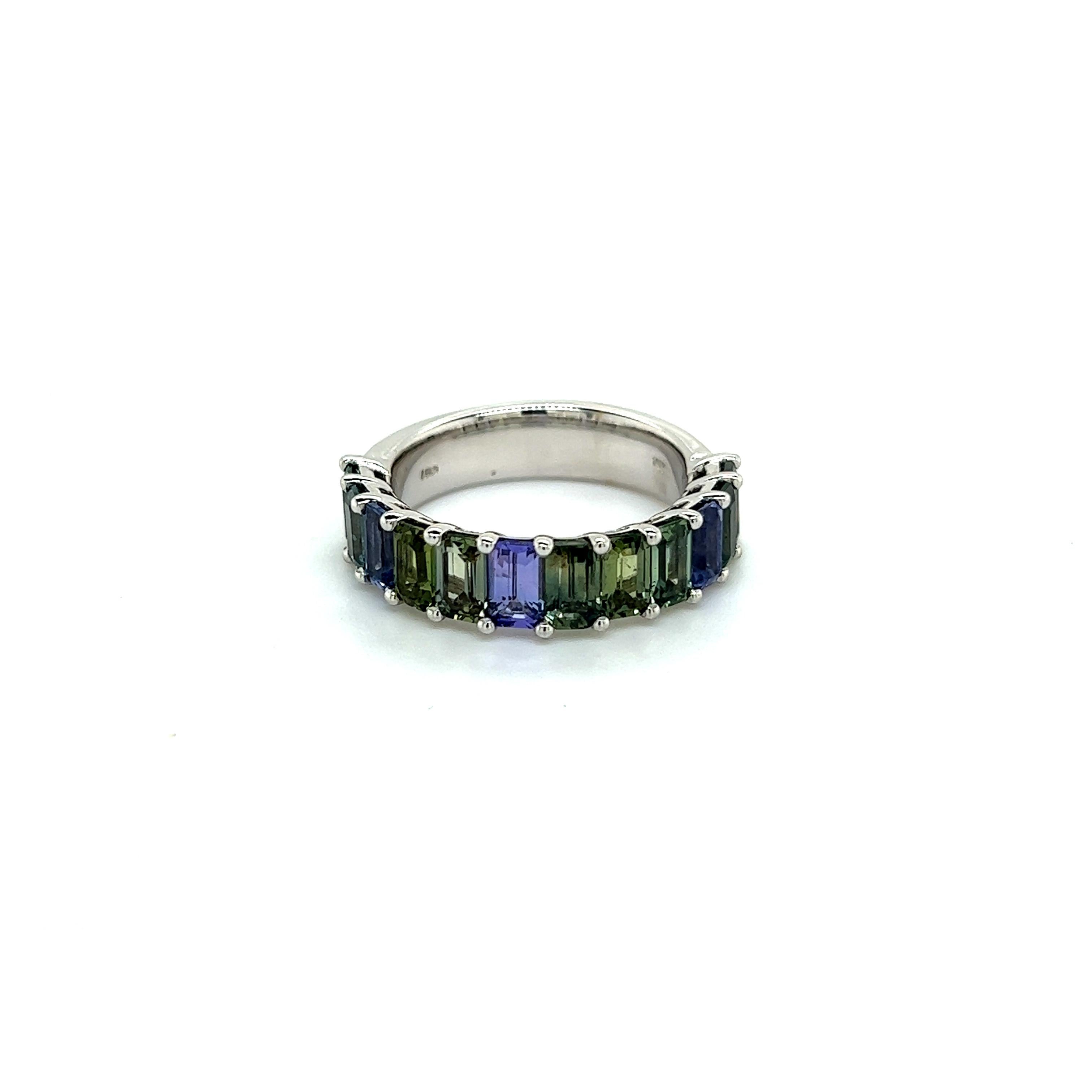 Natural Multicolored Sapphire Ring 14k W Gold 5.76 TCW Certified For Sale 8