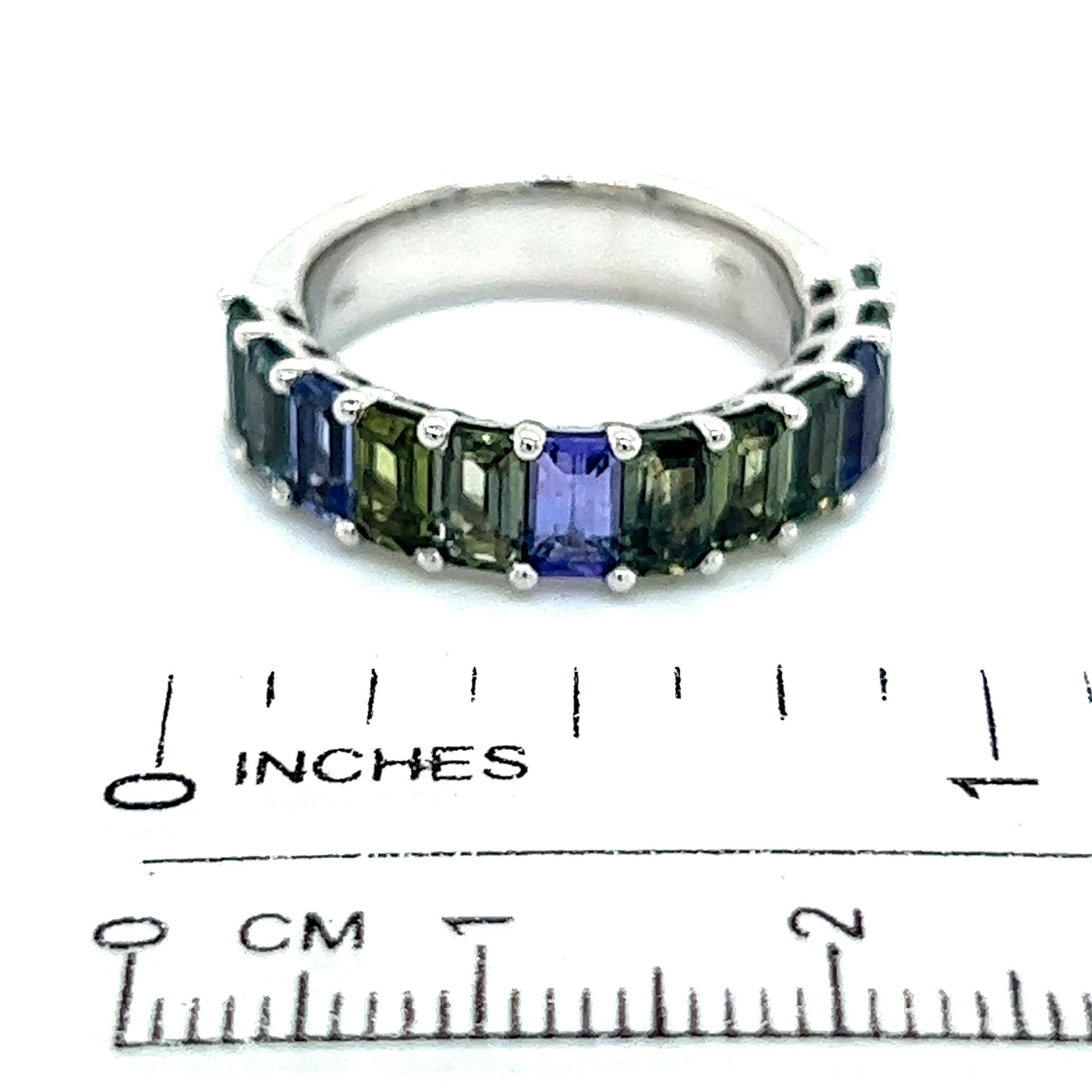 Natural Multicolored Sapphire Ring 14k W Gold 5.76 TCW Certified For Sale 4