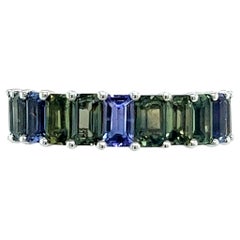 Natural Multicolored Sapphire Ring 14k W Gold 5.76 TCW Certified