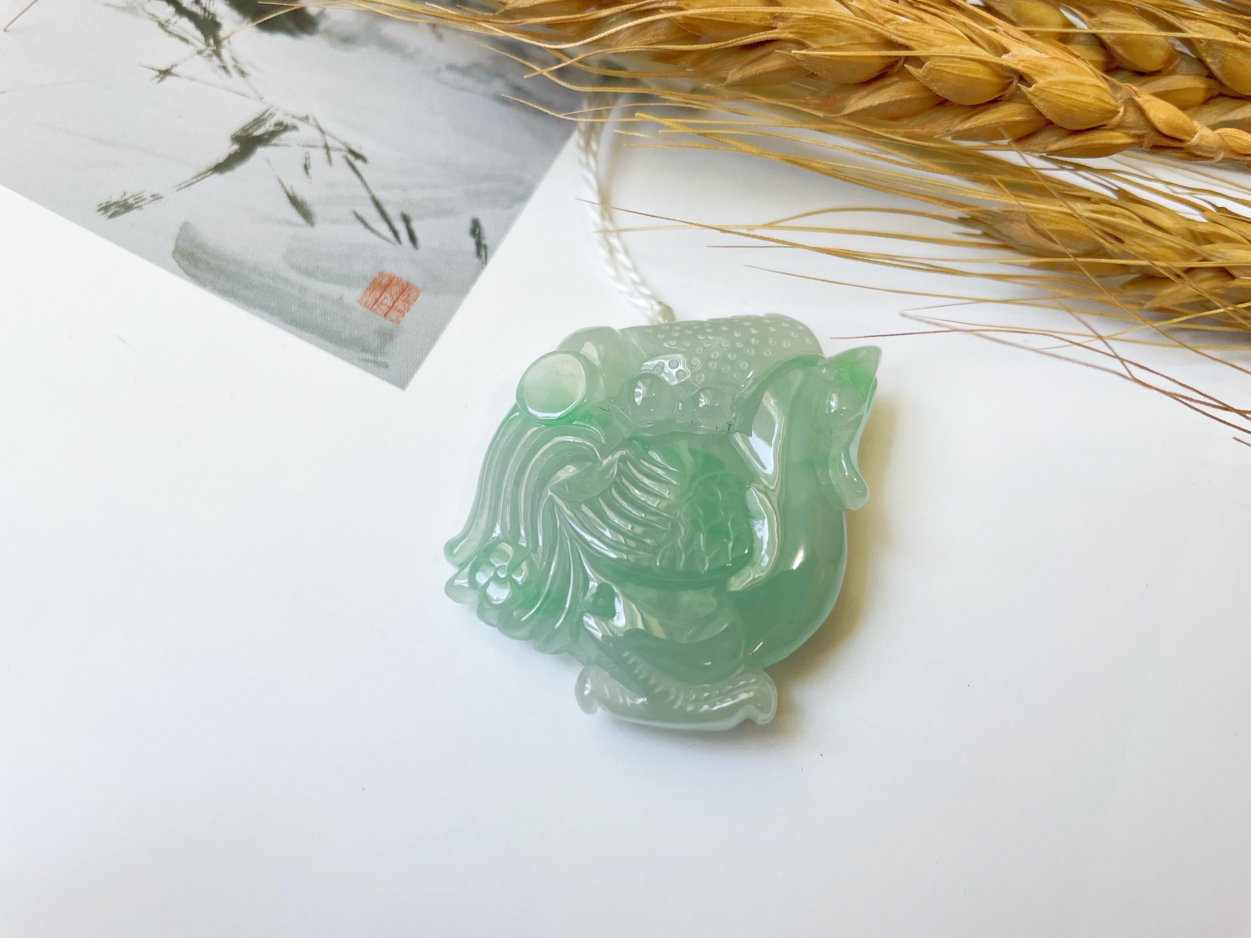 Pierre libre du Myanmar, jadéite naturelle vert pomme Unisexe en vente