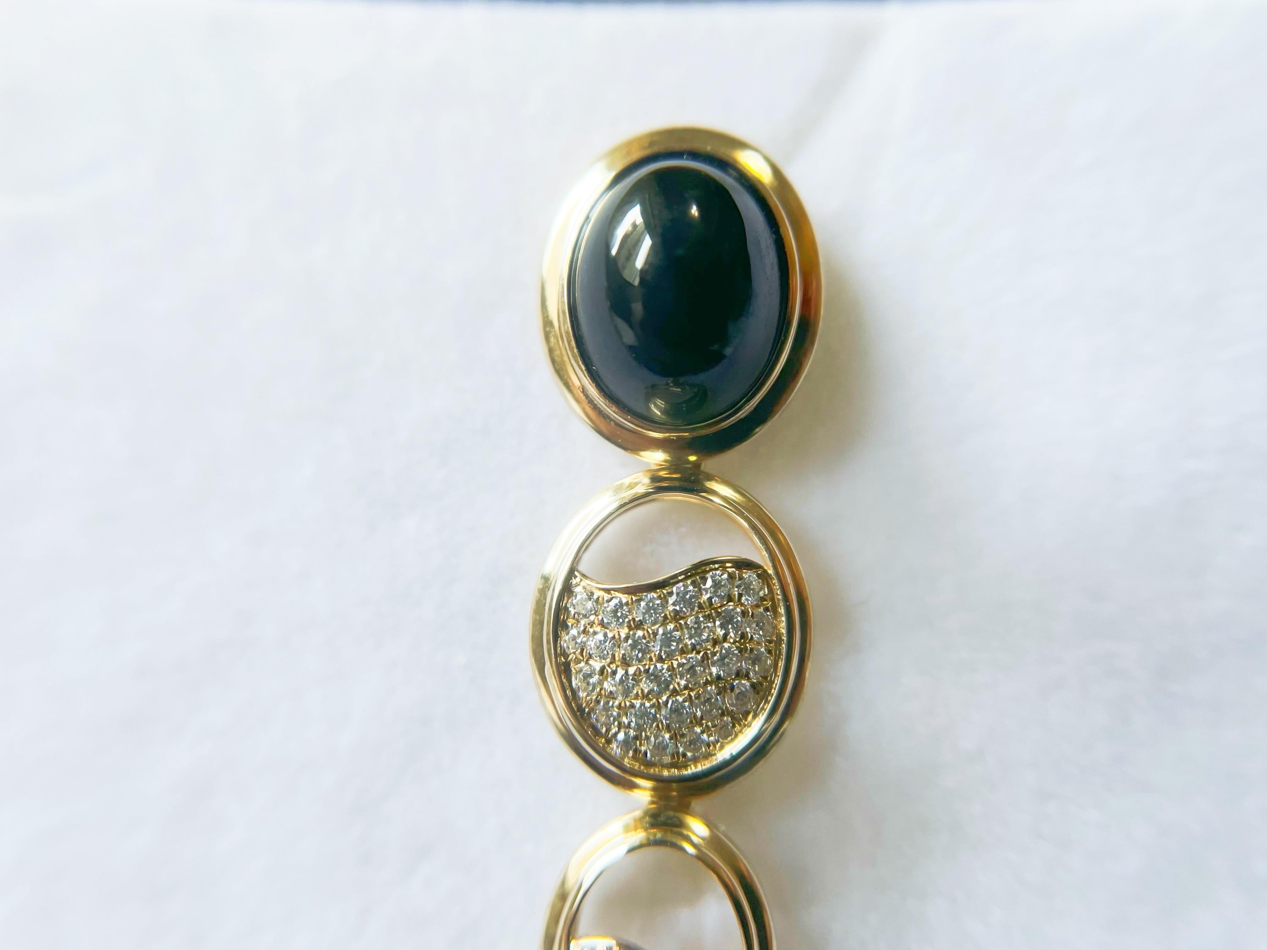 Natural Myanmar Black Jadeite Earrings in 14K/18K Gold and Moissanites For Sale 4