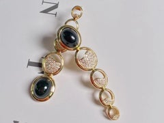 Natural Myanmar Black Jadeite Earrings with Moissanites