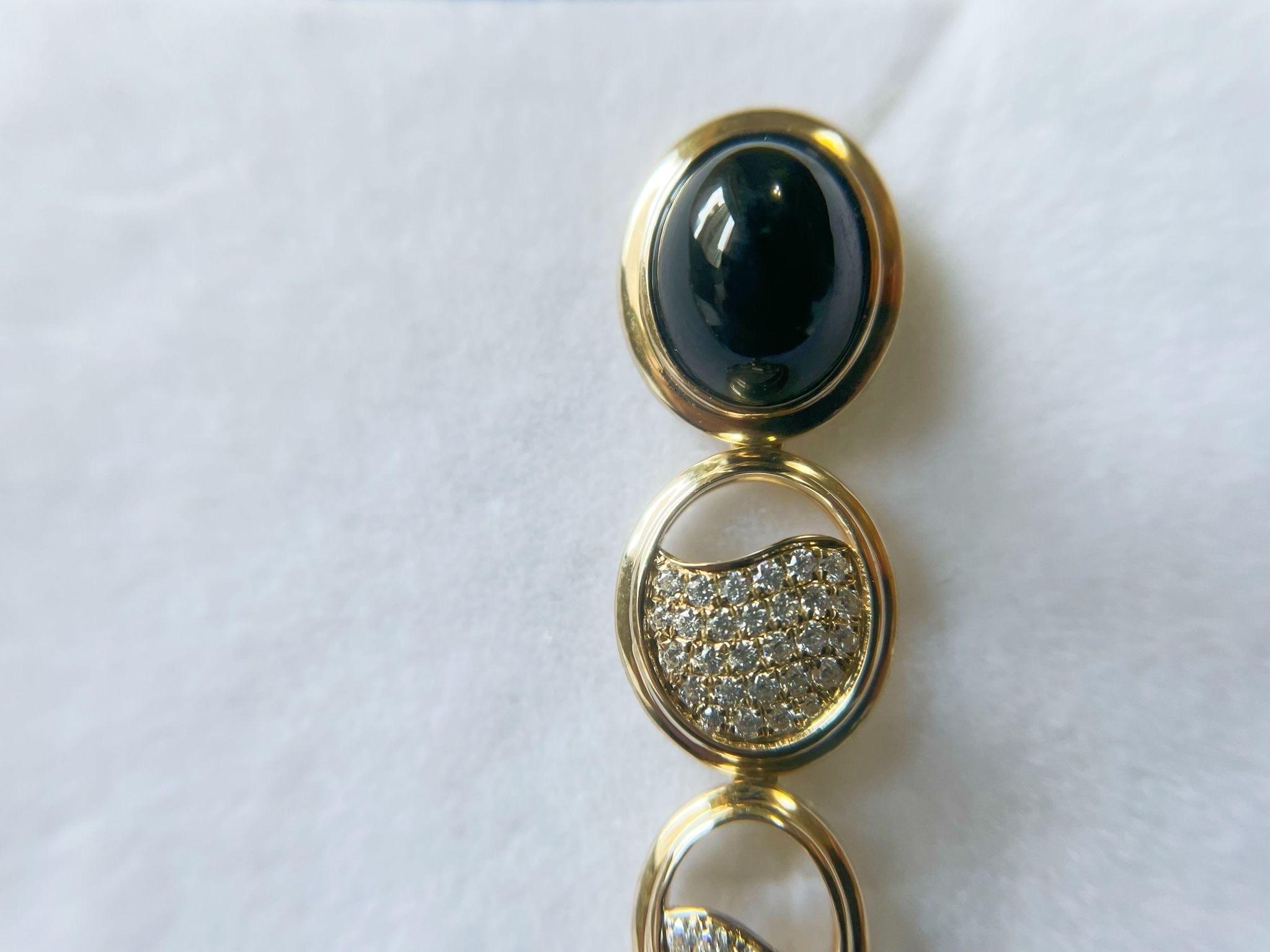 Natural Myanmar Black Jadeite Earrings in 14K/18K Gold and Moissanites For Sale 1