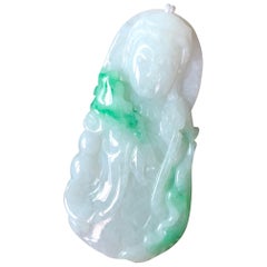Buda Natural de Myanmar Guan Yin Piedra Verde Suelta, Colgante de Jade, Meditación