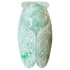Piedra suelta de jade verde cicada natural de Myanmar, colgante de jadeíta