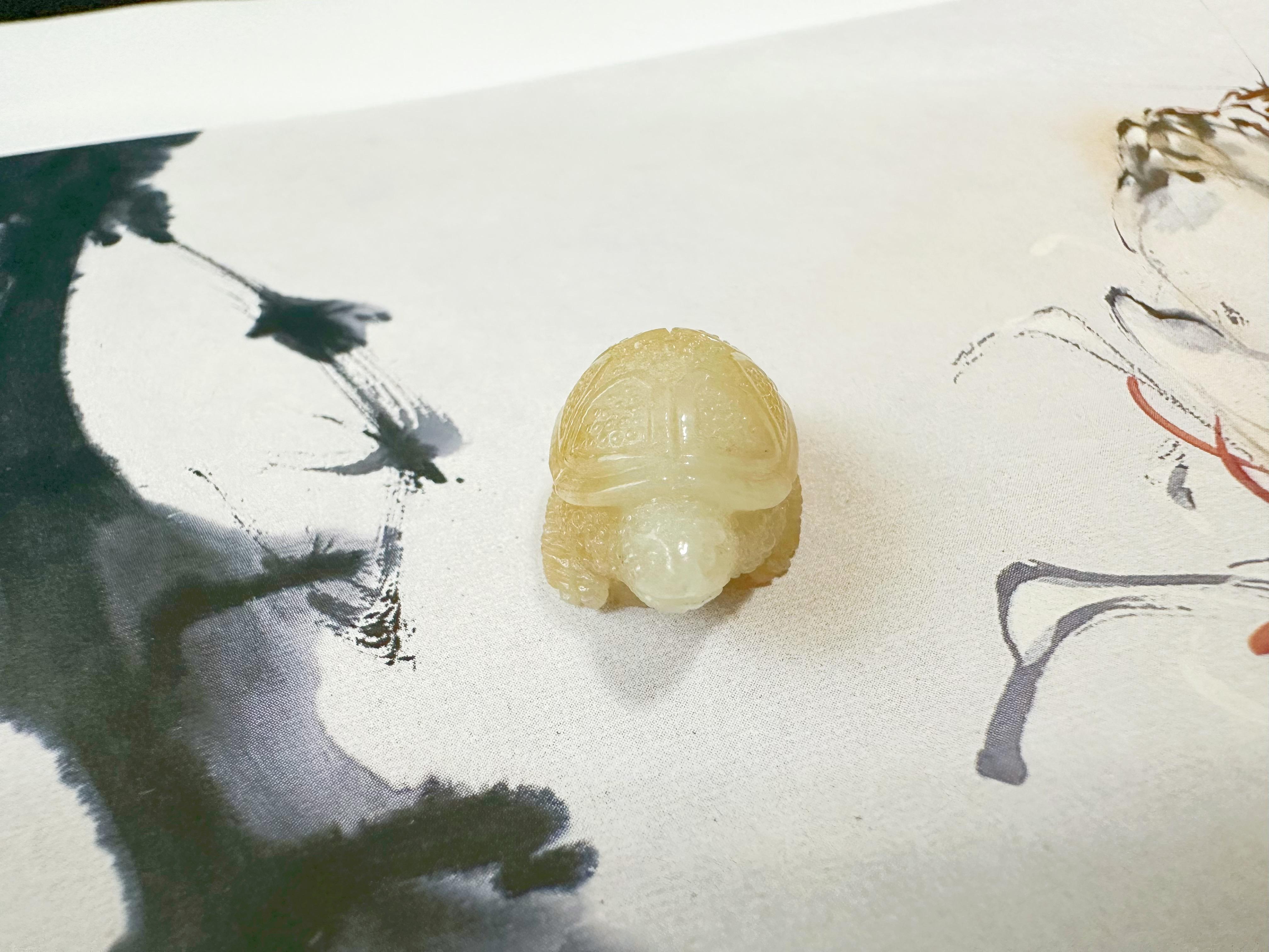 Tortuga de Jade Amarillo Dorado Natural de Myanmar Jadeíta Suelta, Símbolo de Longevidad en venta 6