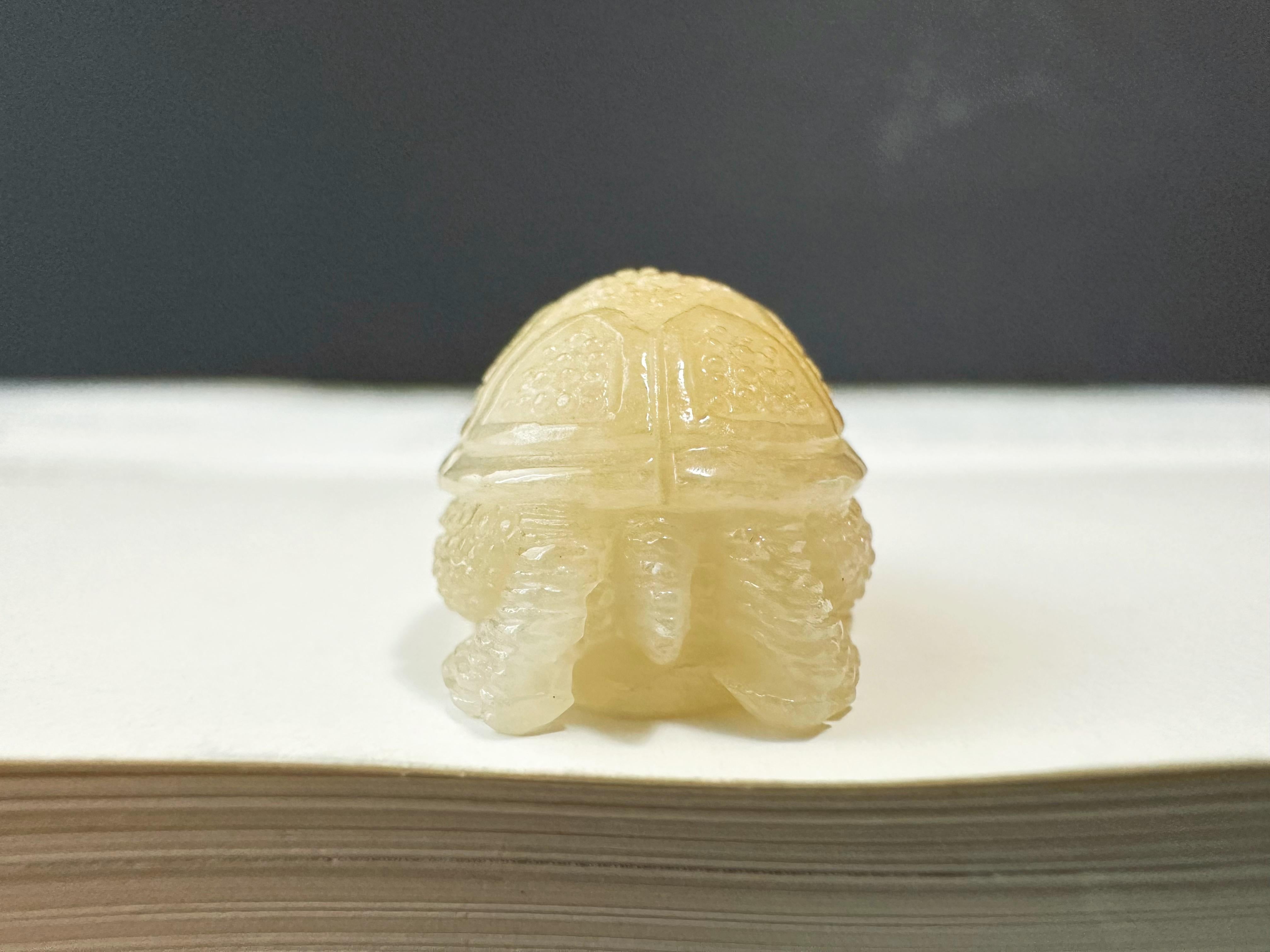 Tortuga de Jade Amarillo Dorado Natural de Myanmar Jadeíta Suelta, Símbolo de Longevidad Artesano en venta
