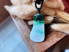 Natural Myanmar Gradient Green Jadeite Jade Happy Buddha Pendant