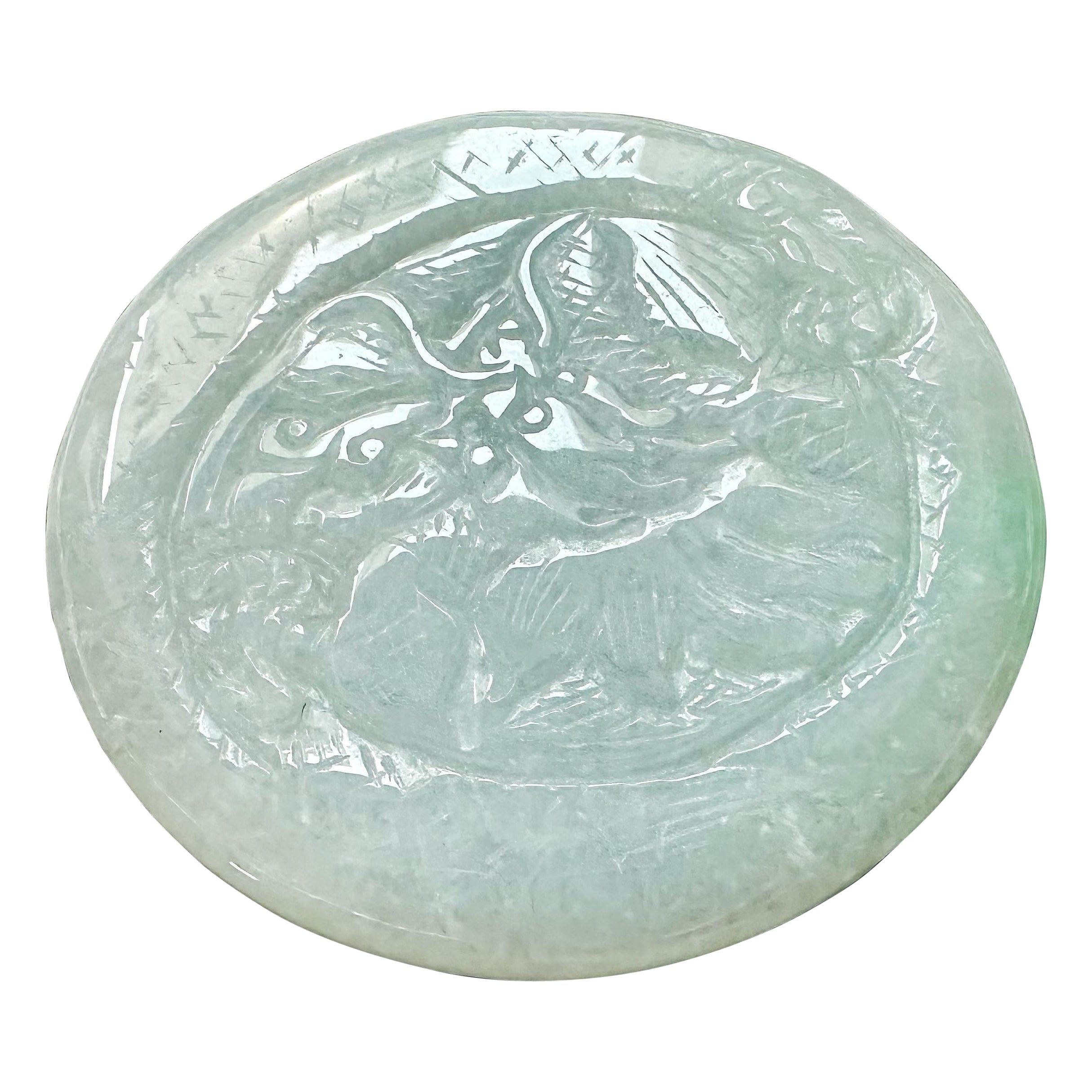 Natural Myanmar Hand Carved Dragon Jade Loose Stone For Sale