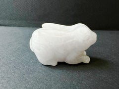 Natural Myanmar Handcrafted Rabbit Loose White Jade Jadeite, Big Bunny