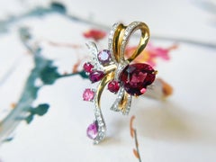Natural Myanmar Heart Shape Red Spinel Ring and Pendant - 18K Gold with Diamond