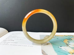 Natural Myanmar Honey Yellow and Red Icy Type Jade Bangle 50.6mm