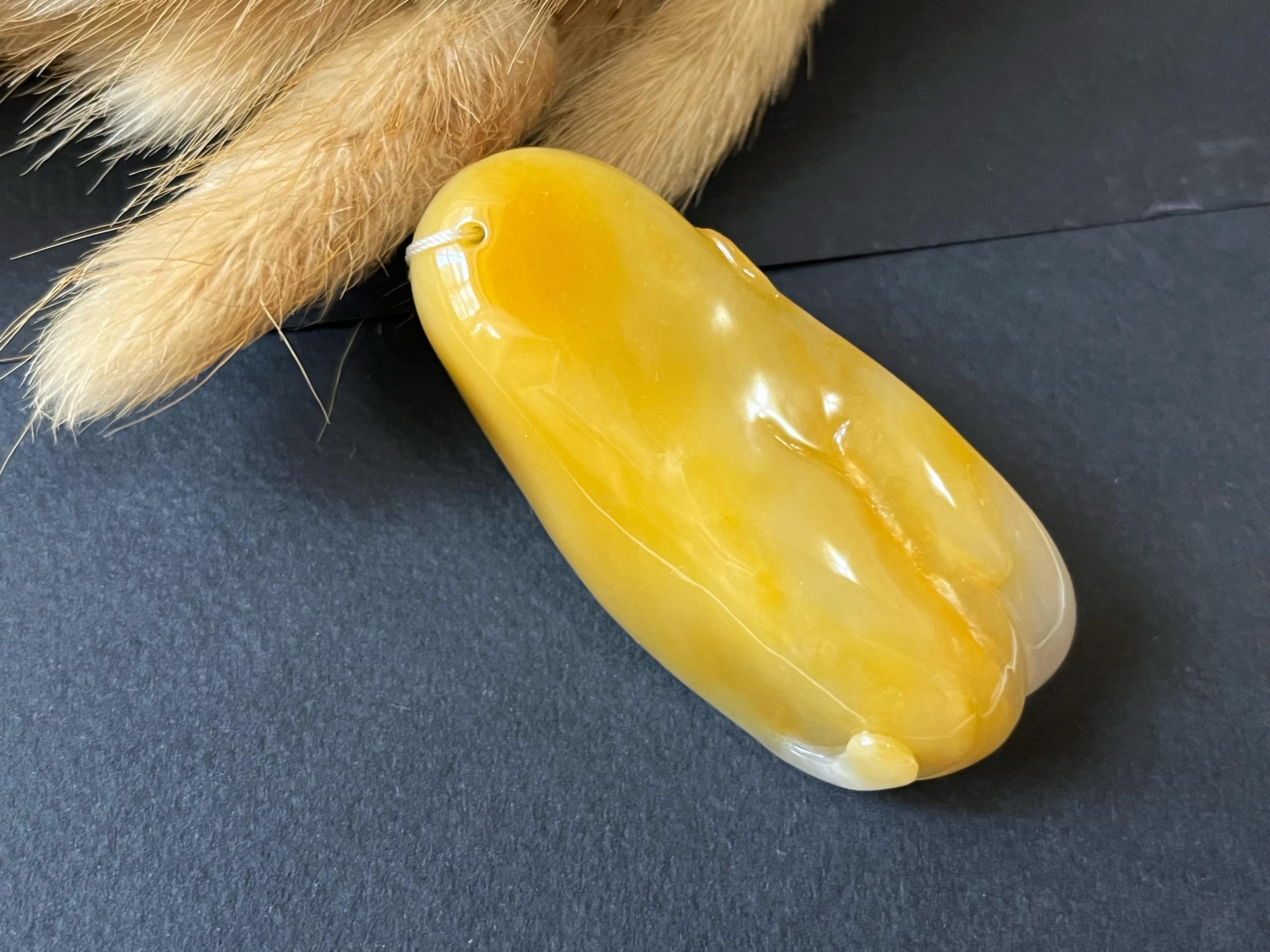 Modern Natural Myanmar Icy Honey Yellow Carved Horse Jadeite Pendant Jade Piece For Sale