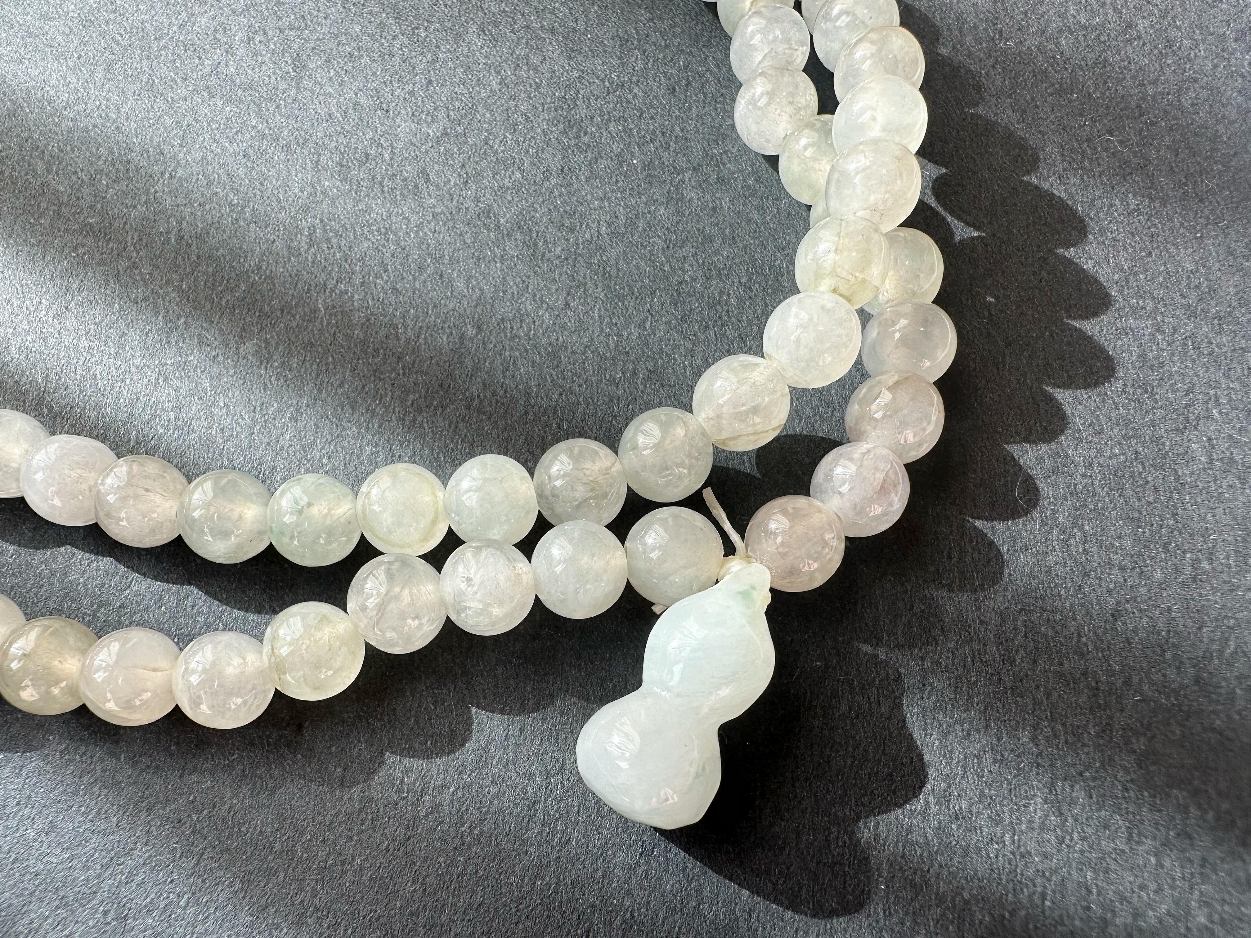 Collar largo de cuentas de jade natural tipo hielo de Myanmar, 108 cuentas en venta 10
