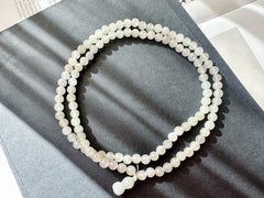 Natural Myanmar Icy Type Jade Beaded Long Necklace, 108 beads